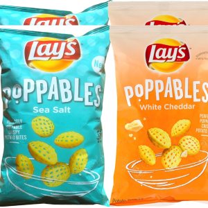 Lay’s Poppables – Sal marina y Lay’s Poppables Cheddar blanco Perfectamente Poppables – Bocados de papa crujientes de peso neto 5 onzas (4) Lay’s Poppables – Sal marina y Lay’s Poppables Cheddar blanco Perfectamente Poppables – Bocados de papa crujientes de peso neto 5 onzas (4)