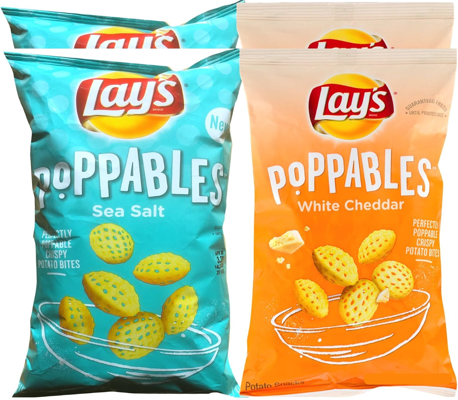 Lay’s Poppables – Sal marina y Lay’s Poppables Cheddar blanco Perfectamente Poppables – Bocados de papa crujientes de peso neto 5 onzas (4)