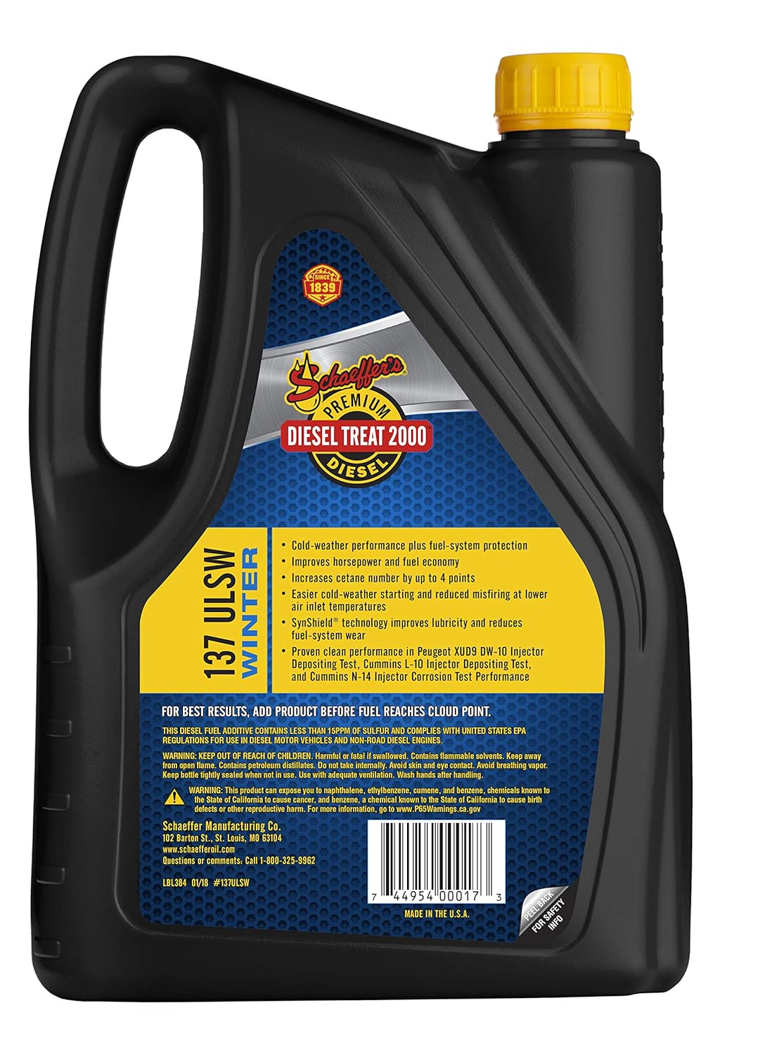 Schaeffer Manufacturing Co. 0137ULSW-004 Diesel Treat 2000 Ultra Low Sulfur Winter Premium Diesel Fuel Aditivo, botella de 1 galón (paquete de 4)