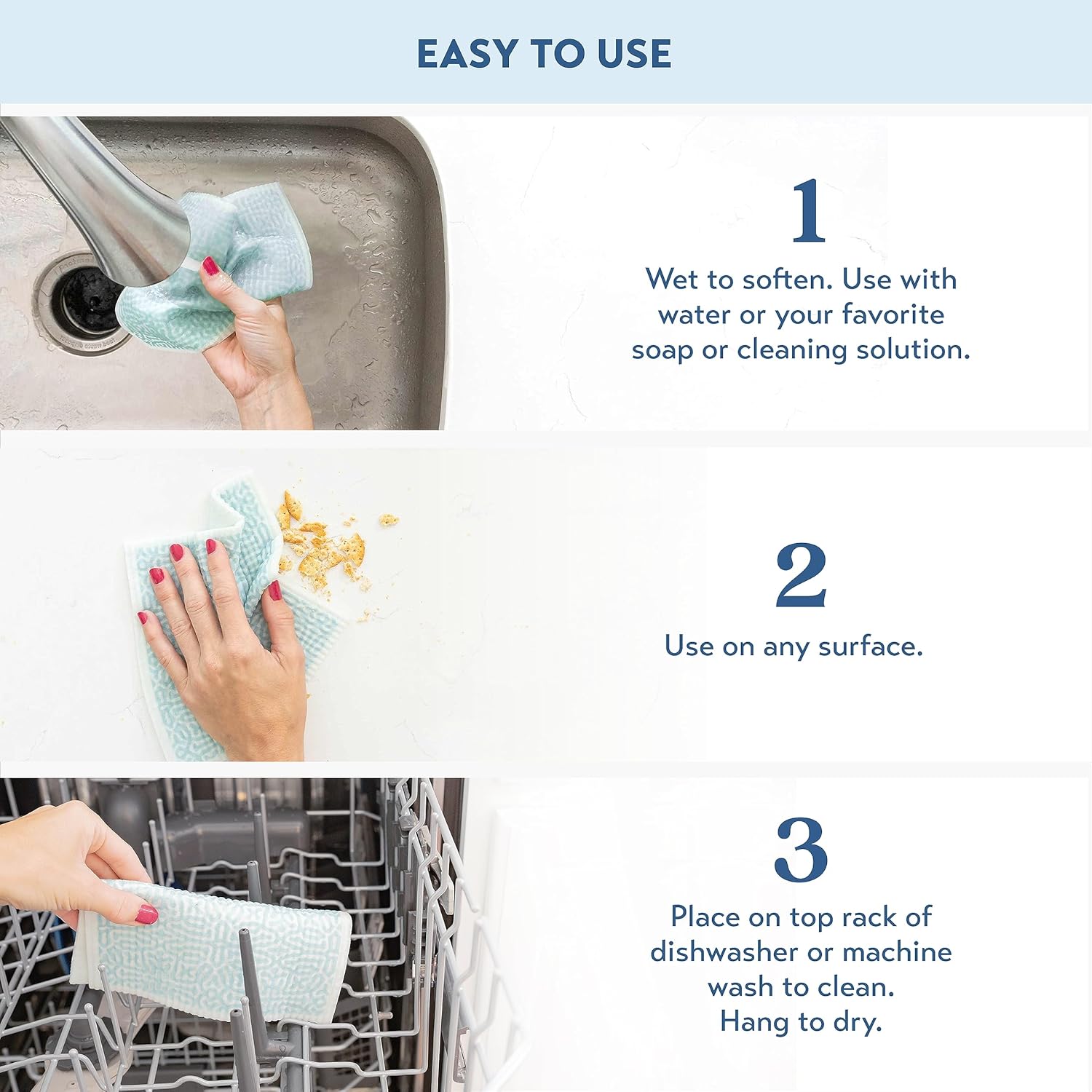 ELYN Paños de cocina suecos, paños de esponja reutilizables y lavables, toallas de papel de limpieza absorbentes para cocina, platos, mostradores y