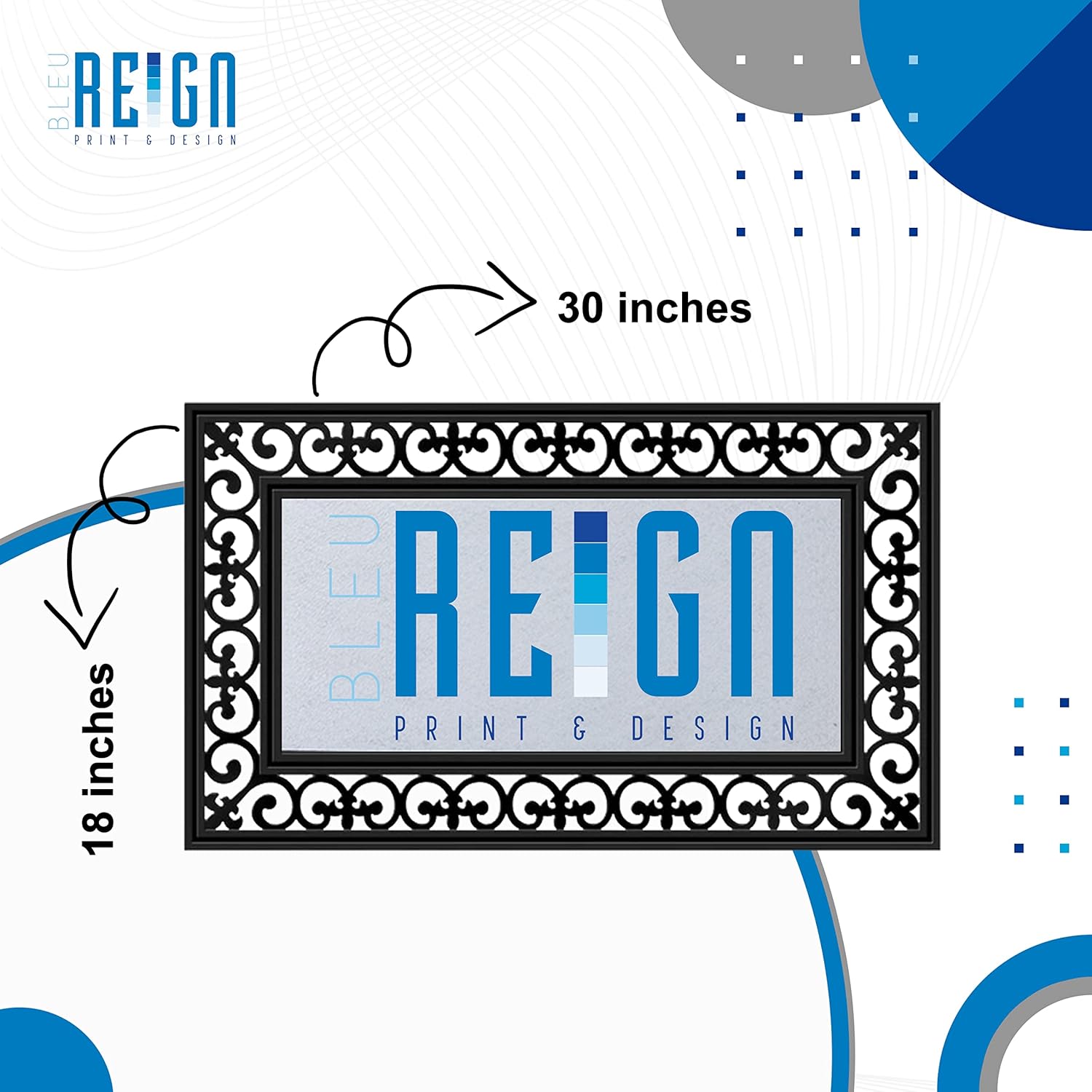 Bleu Reign Personalized Doormat 18×30 inches Door Mat Custom Name Vintage Textures Pattern Design Vintage Postage Stamps