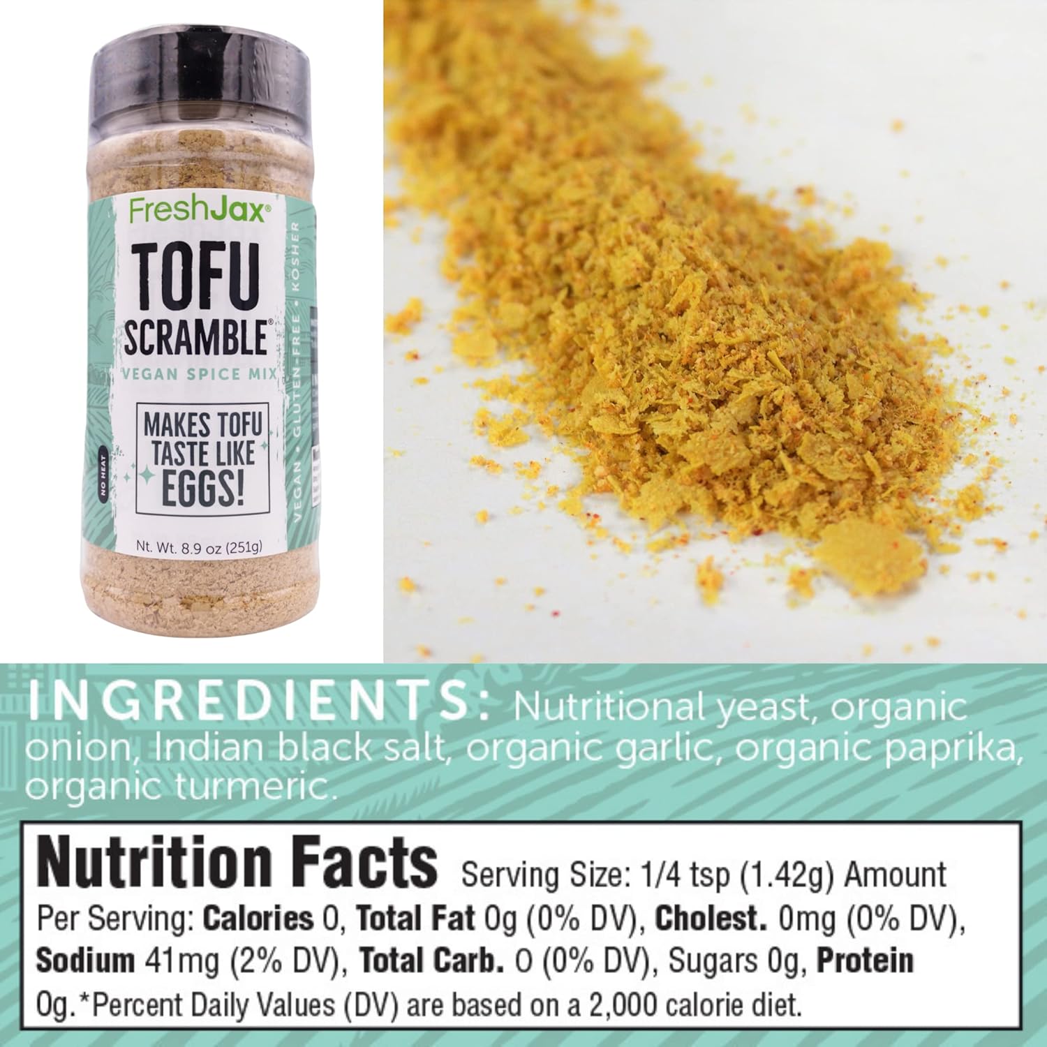FreshJax Especias y condimentos gourmet, mezcla de especias para tofu (botella extra grande de 8.9 onzas)