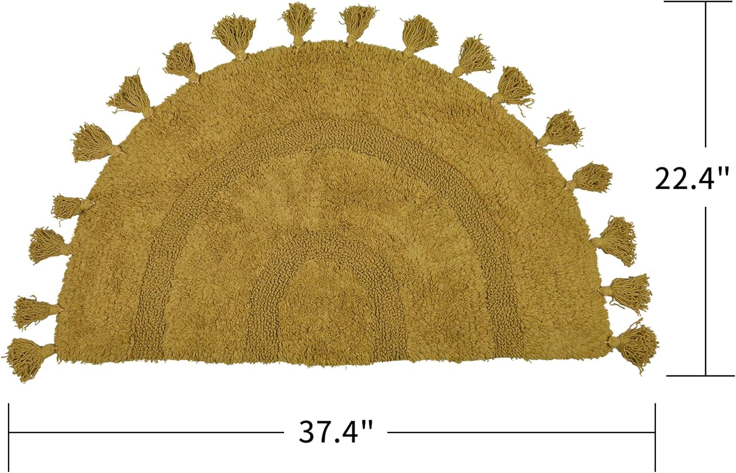 Alfombra de baño bohemia de medio círculo con borlas, 100 % algodón, tejida a mano, antideslizante, absorbente, con almohadilla para alfombra,