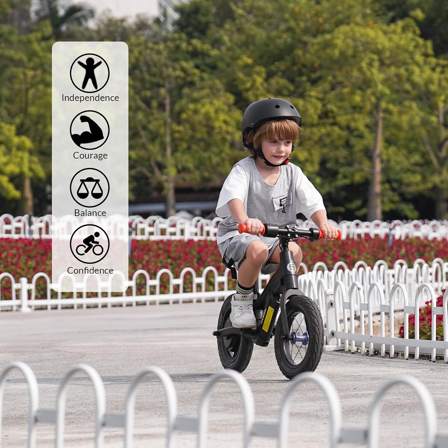 5TH WHEEL K8 Bicicleta eléctrica para niños, bicicleta de equilibrio eléctrica de 250 W de 3 a 5 años de edad, motocicleta eléctrica para niños con