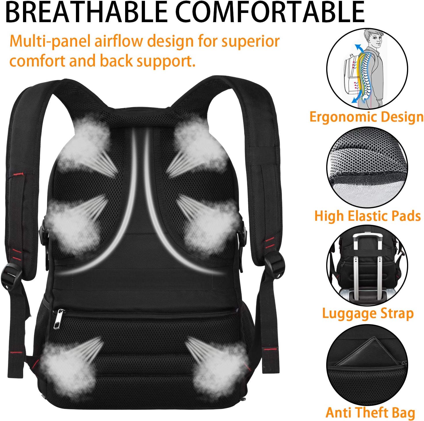 Mochila de viaje para laptop, mochila extra grande para hombres y mujeres con puerto de carga USB, compatible con la TSA y resistente mochila para