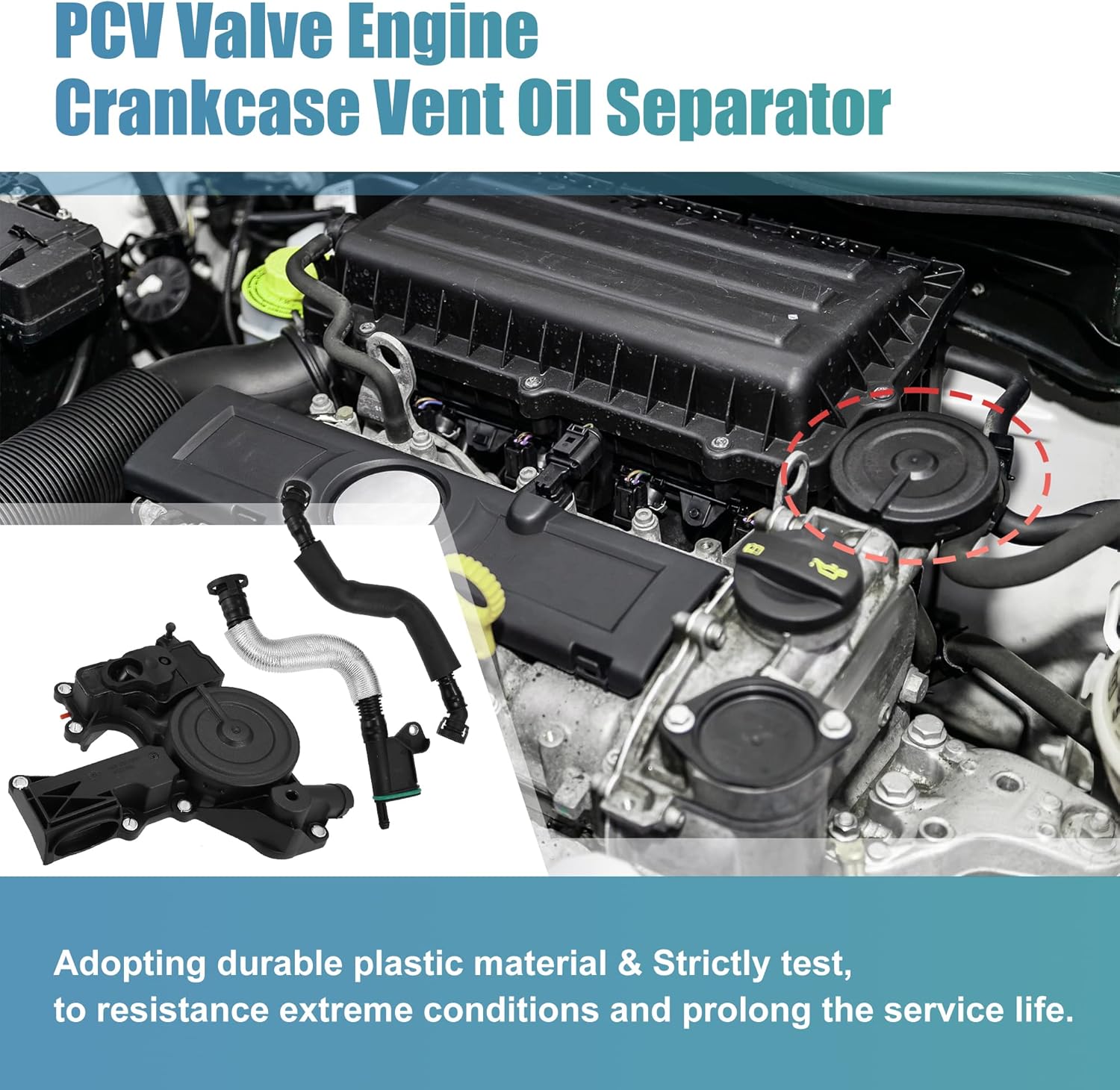 X AUTOHAUX PCV válvula motor cárter ventilación separador aceite manguera respiradero tubo kit 06H103495AH para VW Beetle CC Jetta GTI Passat Tiguan