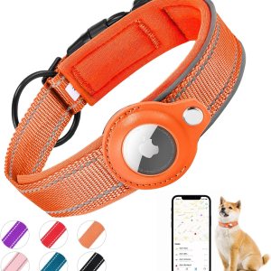 AirTag – Collar de perro Naranja – Talla M Collar reflectante de Apple Airtag para perro, collar de perro grueso AirTag, soporte integrado para AirTag – Collar de perro Naranja – Talla M Collar reflectante de Apple Airtag para perro, collar de perro grueso AirTag, soporte integrado para