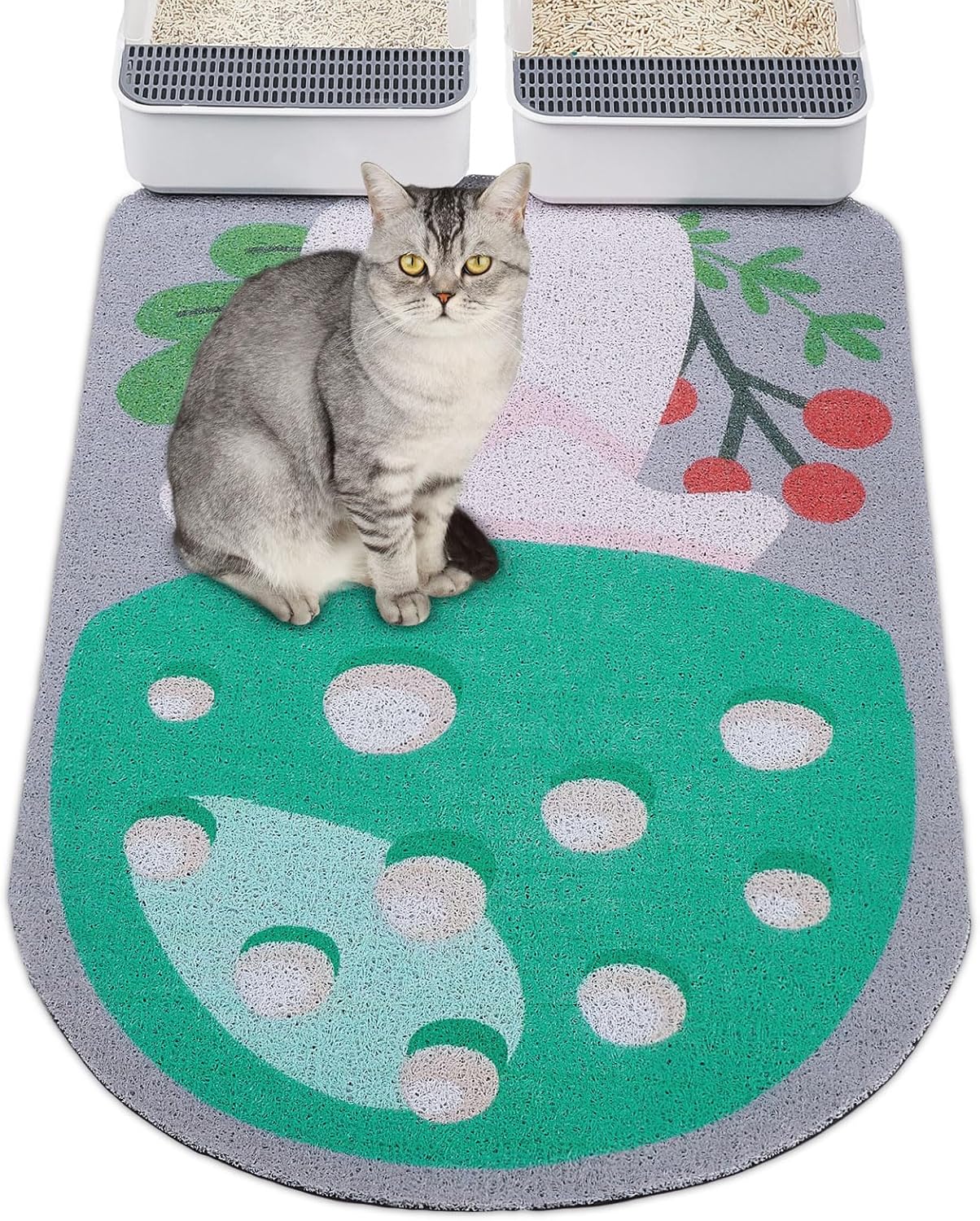 Bienbee Tapete de arena para gatos, tapete de arena para gatos, fácil de limpiar, tapete duradero con parte inferior, diseño gráfico único para