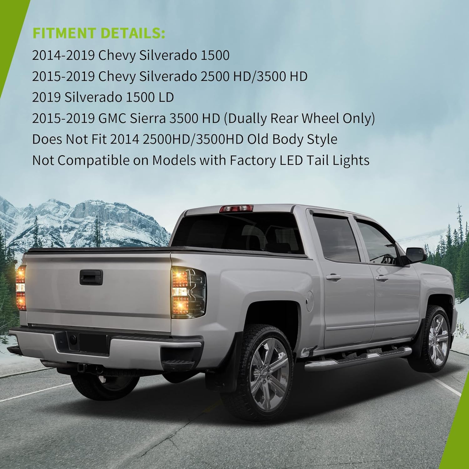 AUTOSAVER88 Conjunto de luz trasera LED compatible con Chevy Silverado 1500 2014-2019, 2015-2019 2500 HD3500 HD, 2019 1500 LD, 2015-2019 GMC Sierra