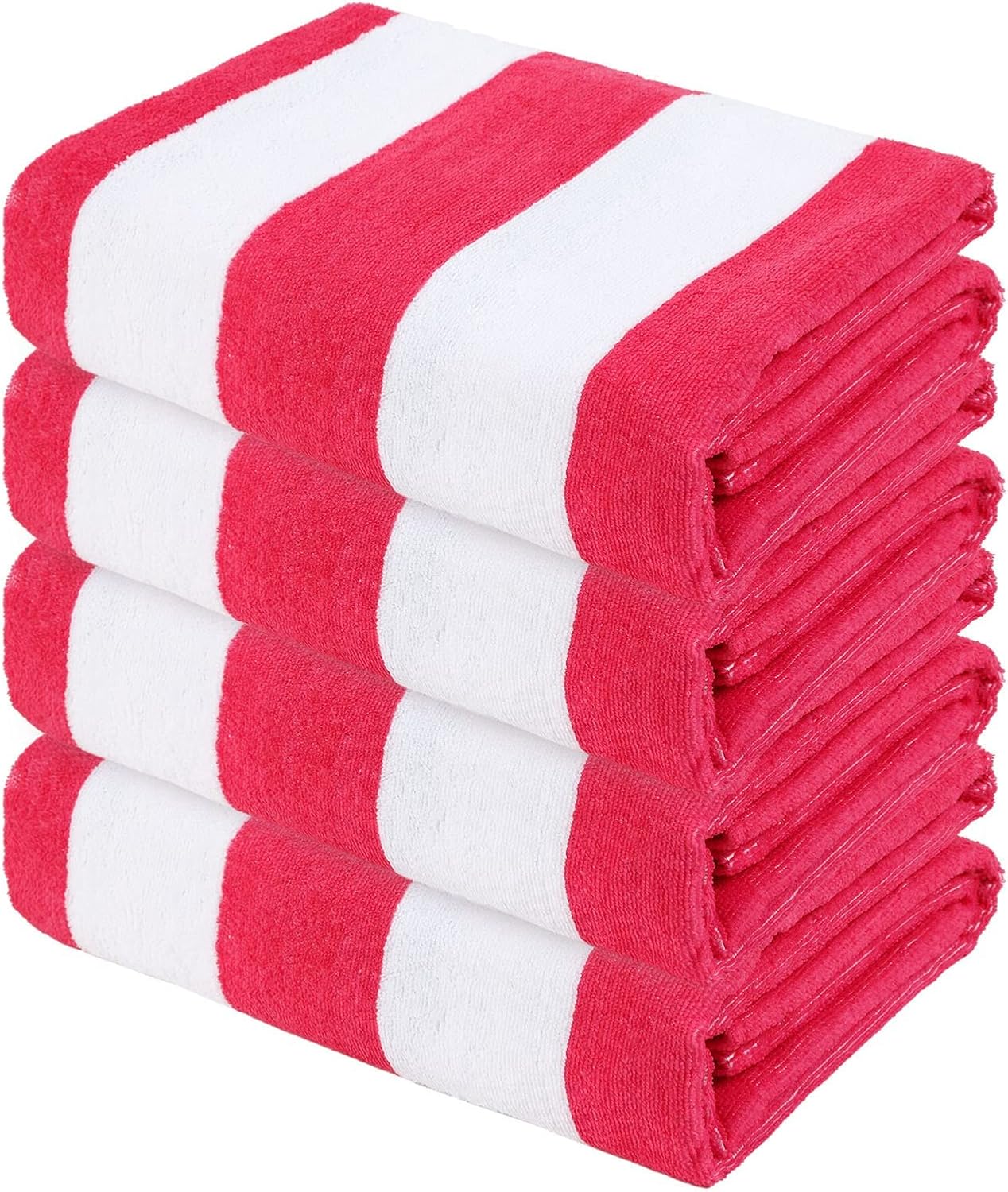Exclusivo Mezcla Paquete de 4 toallas de playa grandes para niños y adultos, juego de toallas de playa de microfibra a rayas para piscina (rosa, 30
