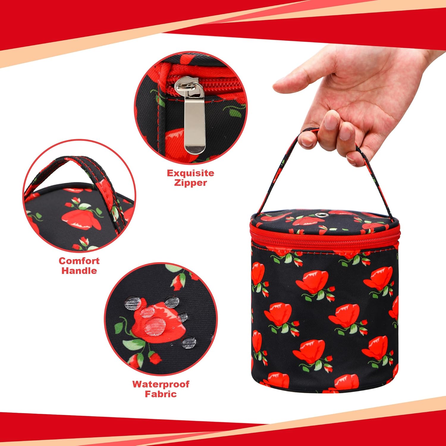 Qukou Bolsa portátil de almacenamiento de hilo, bolsa de punto, organizador de proyectos de punto de tamaño pequeño para hilos, bolsa de