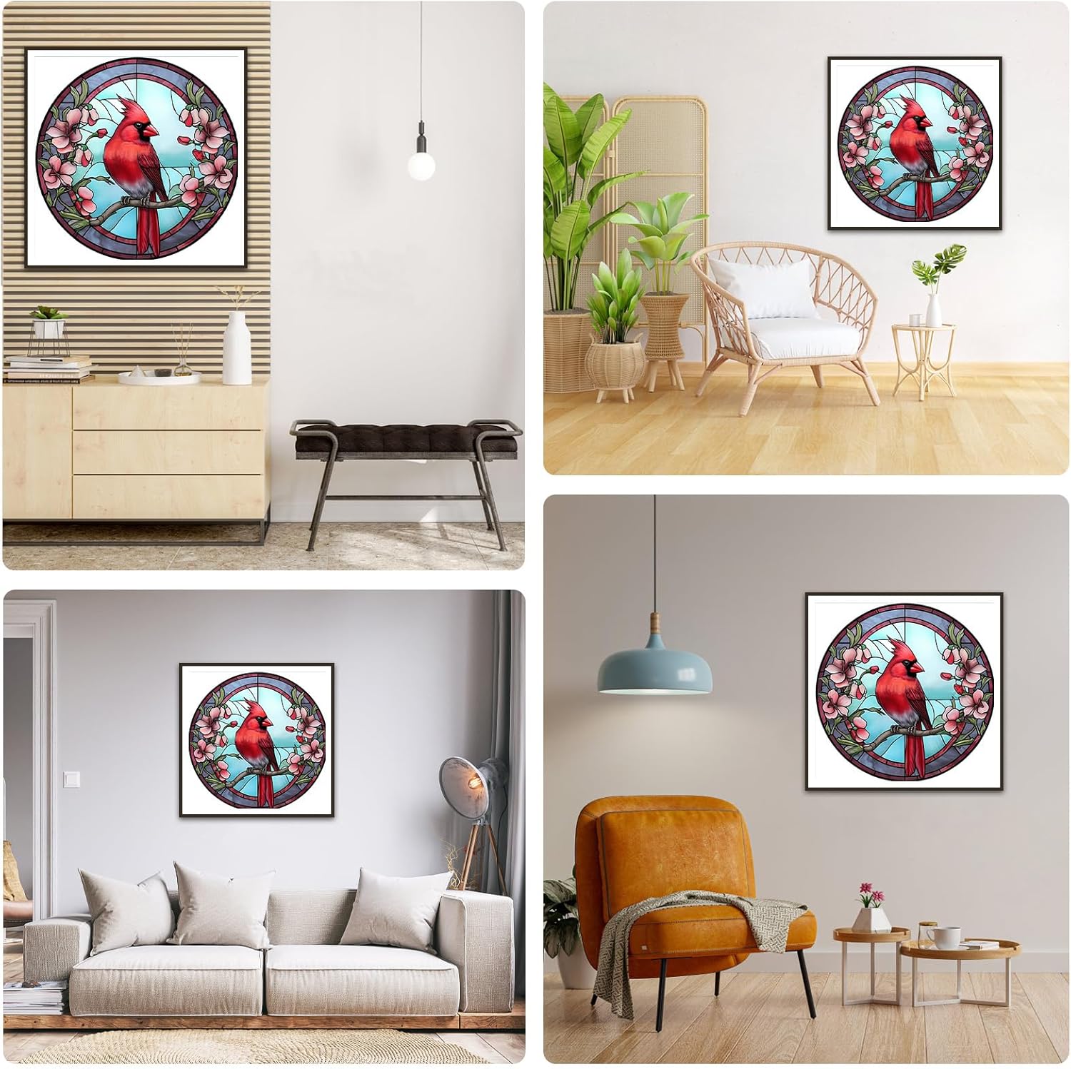 Lxmsja Red Bird – Kit de pintura de diamantes con cristales de colores para adultos, cardenal, arte de diamantes redondos, pinturas de arte con