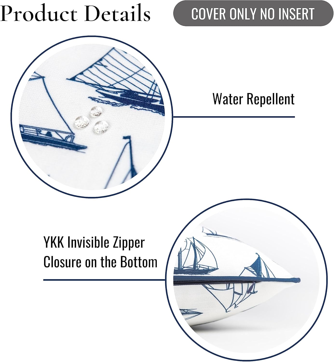 Hofdeco Premium Coastal Hampton Style – Funda de almohada lumbar para interiores y exteriores, solo 12 x 20 pulgadas, resistente al agua para patio