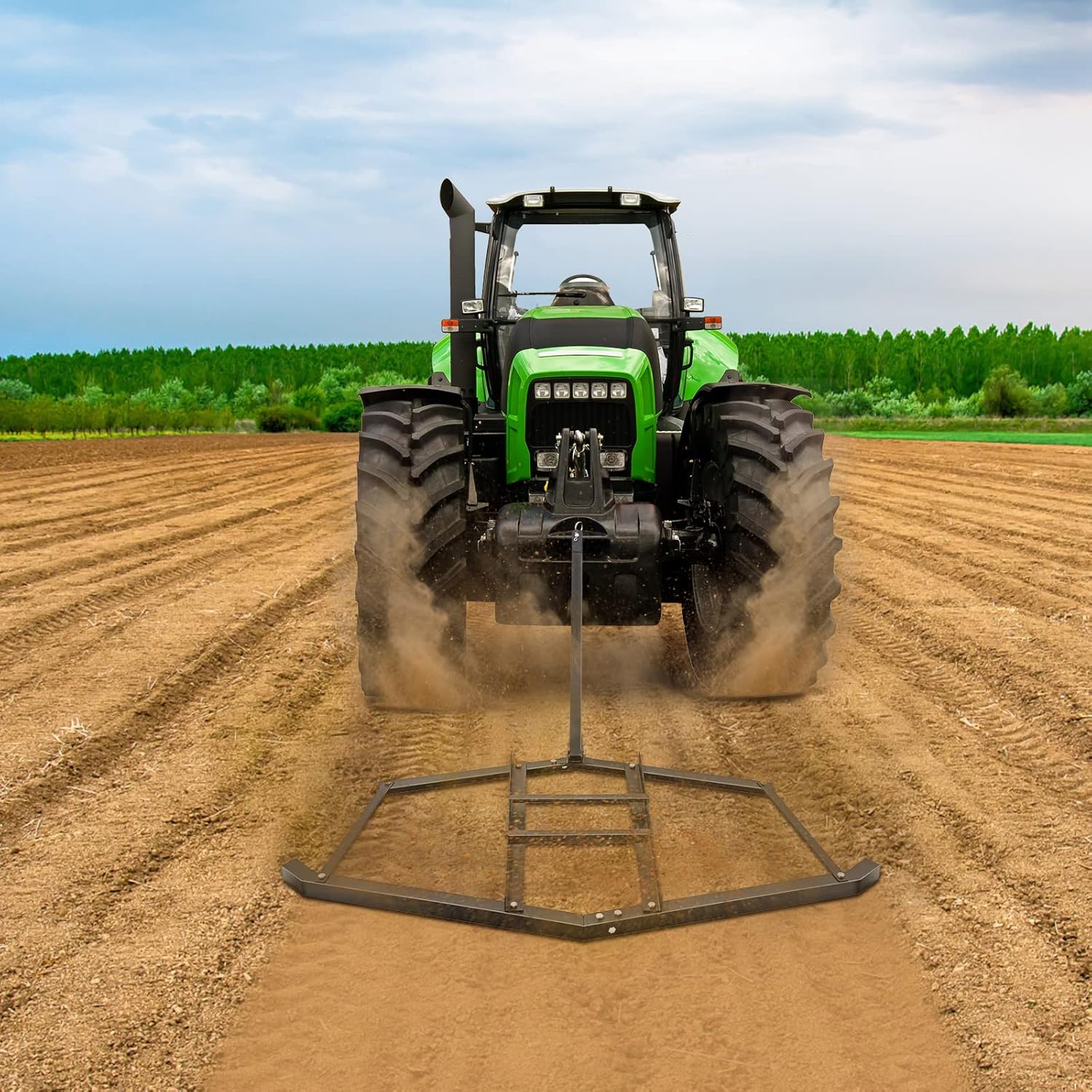 Grada de arrastre ATV de 74 pulgadas con 2 barras ajustables para nivelación de paisaje o preparación de césped para campo de jardín de granja