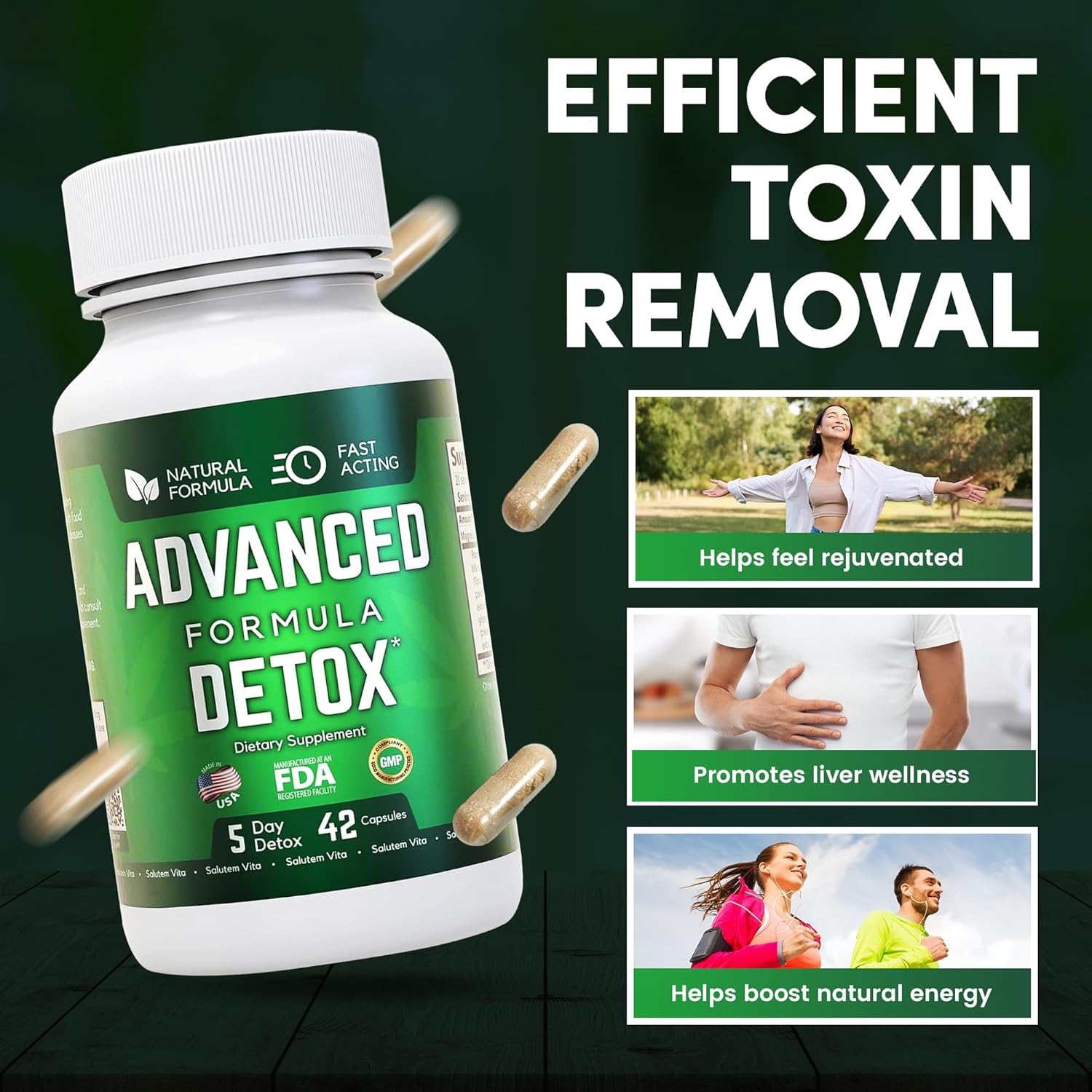 Salutem Vita Advanced Formula Detox – Desintoxica y renueva tu suplemento dietético definitivo para la limpieza total del cuerpo – Suplemento para