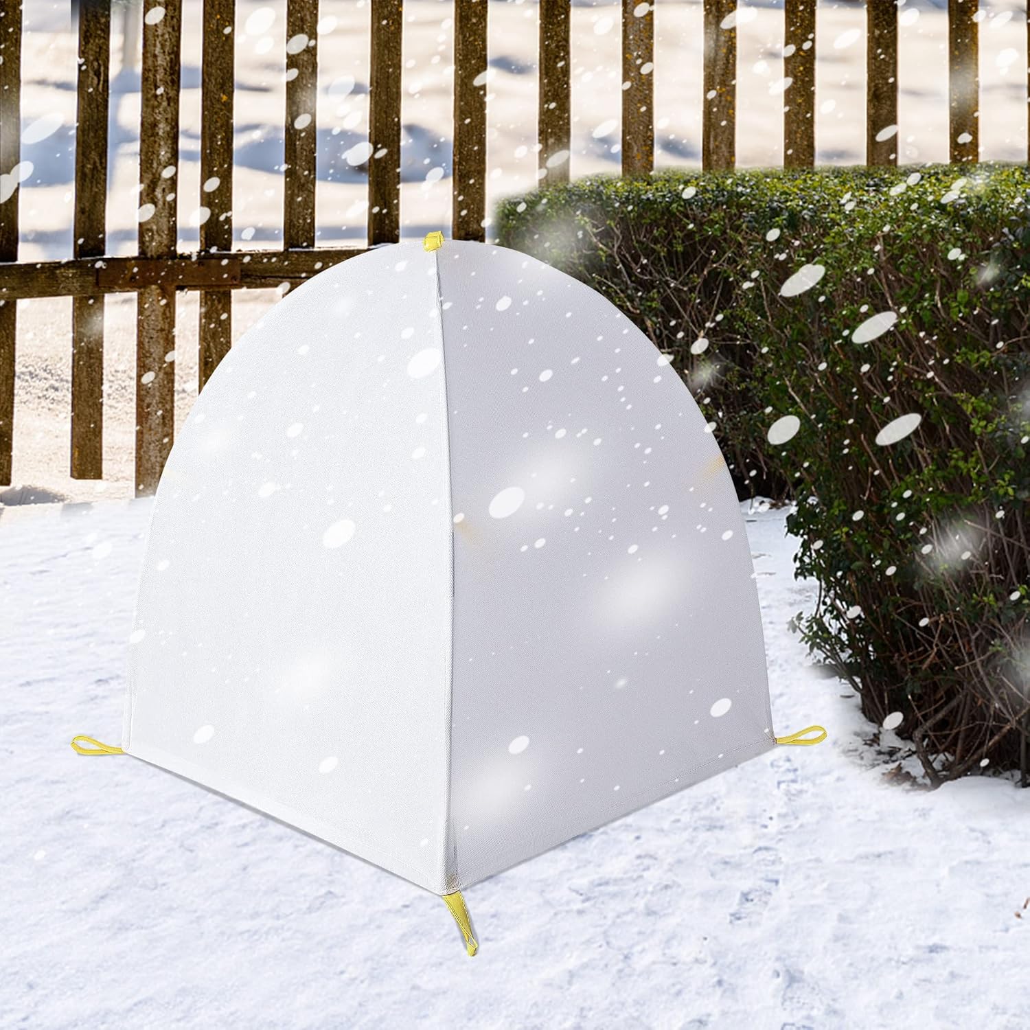 Cubiertas de nieve y escarcha de invierno de 28 x 28 x 33 pulgadas con estacas, cubierta de arbustos de invierno, tienda de campaña de protección