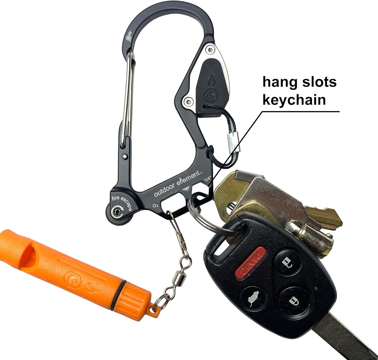 OUTDOOR ELEMENT Escape de incendios, herramienta de escape de emergencia, cortador de cinturón de seguridad, rompe ventanas, multiherramienta,