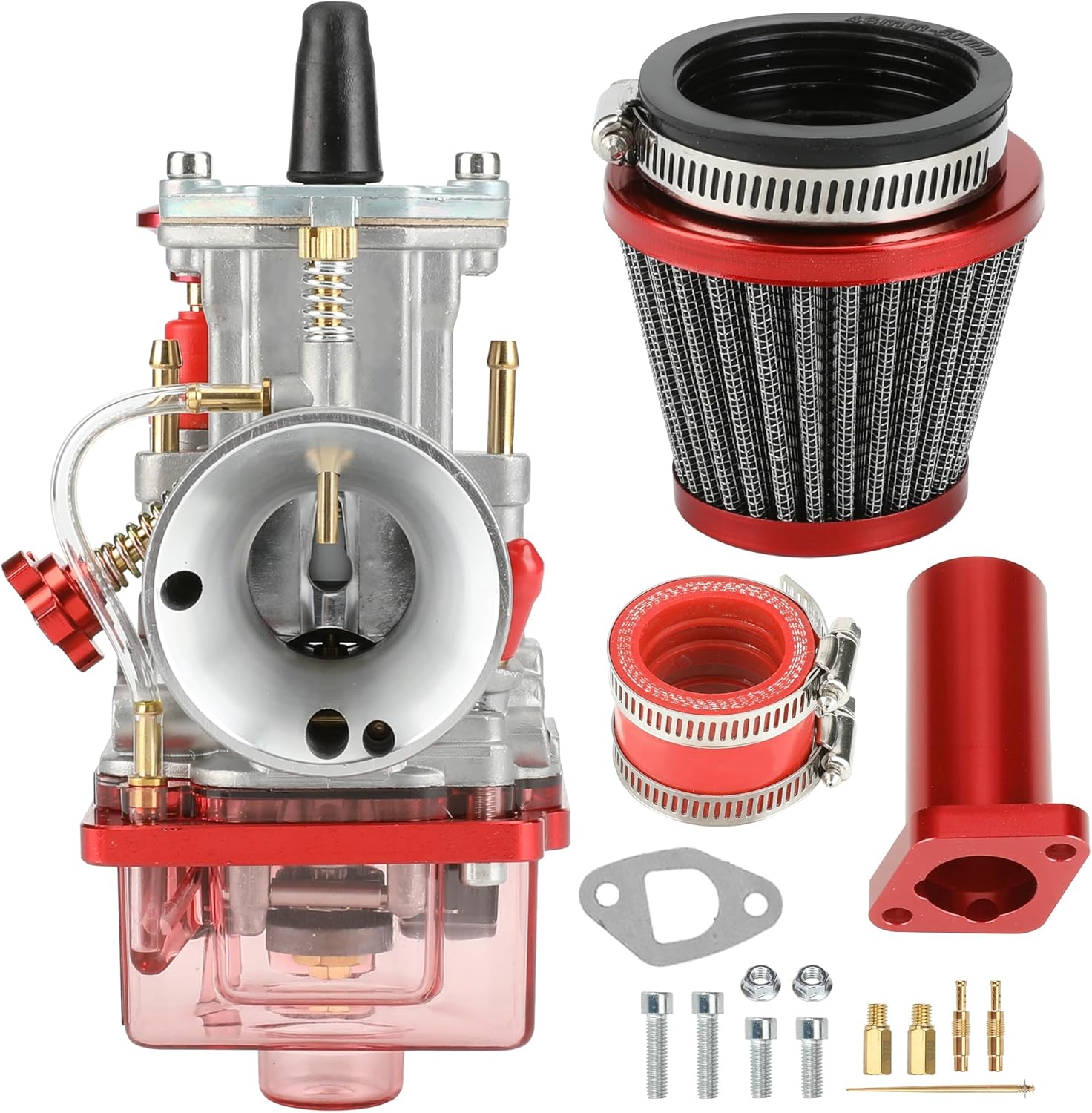 YOXUFA PWK 24 Racing Carburador Tubo de admisión Colector de filtro de aire Kit para Predator 212cc 196cc 200cc 6.5hp motor Coleman CT200U BT200X