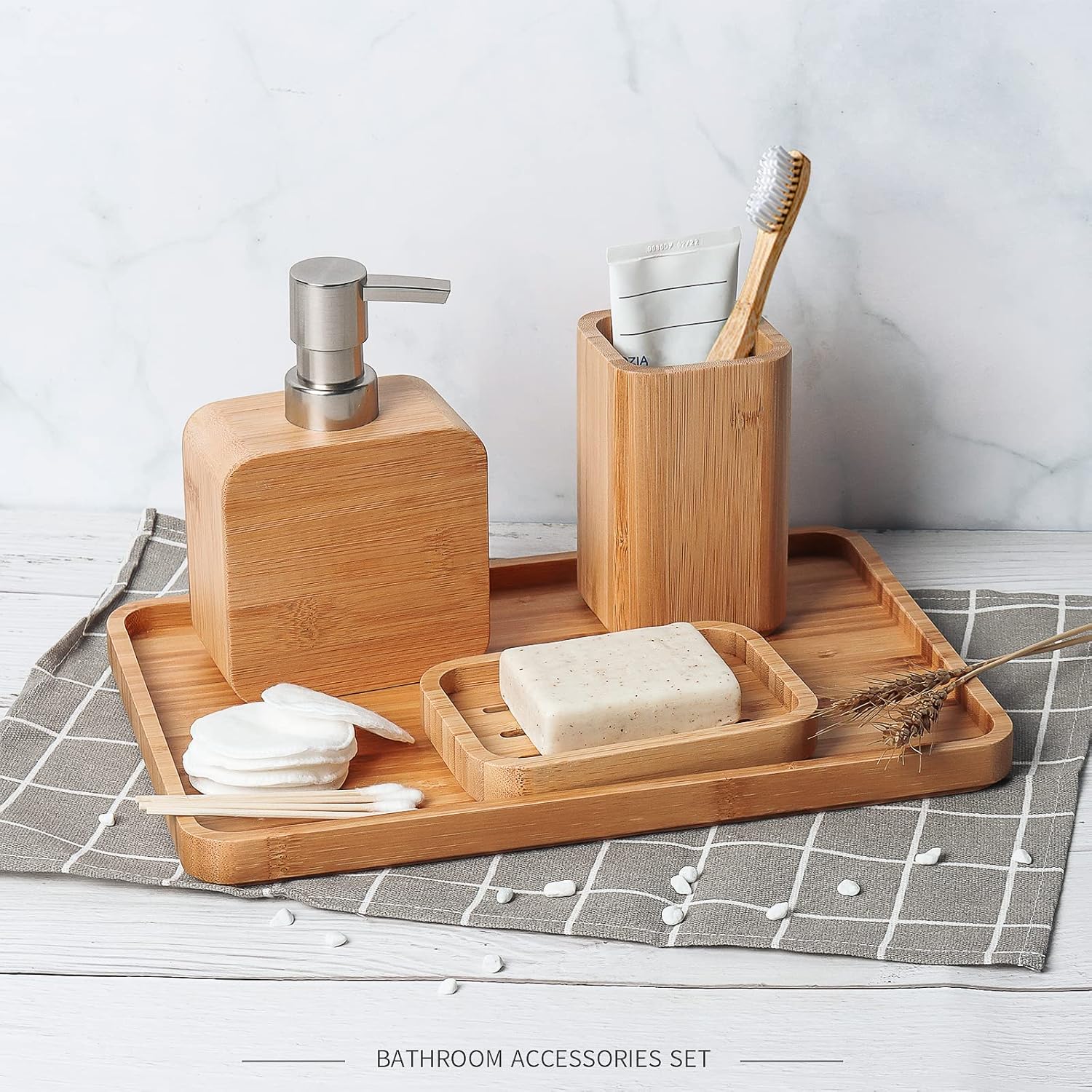 Juego retro de 4 piezas hecho a mano para fregadero y baño, juego retro, natural, soporte para jabonera para ducha, dispensador de jabón de loción,