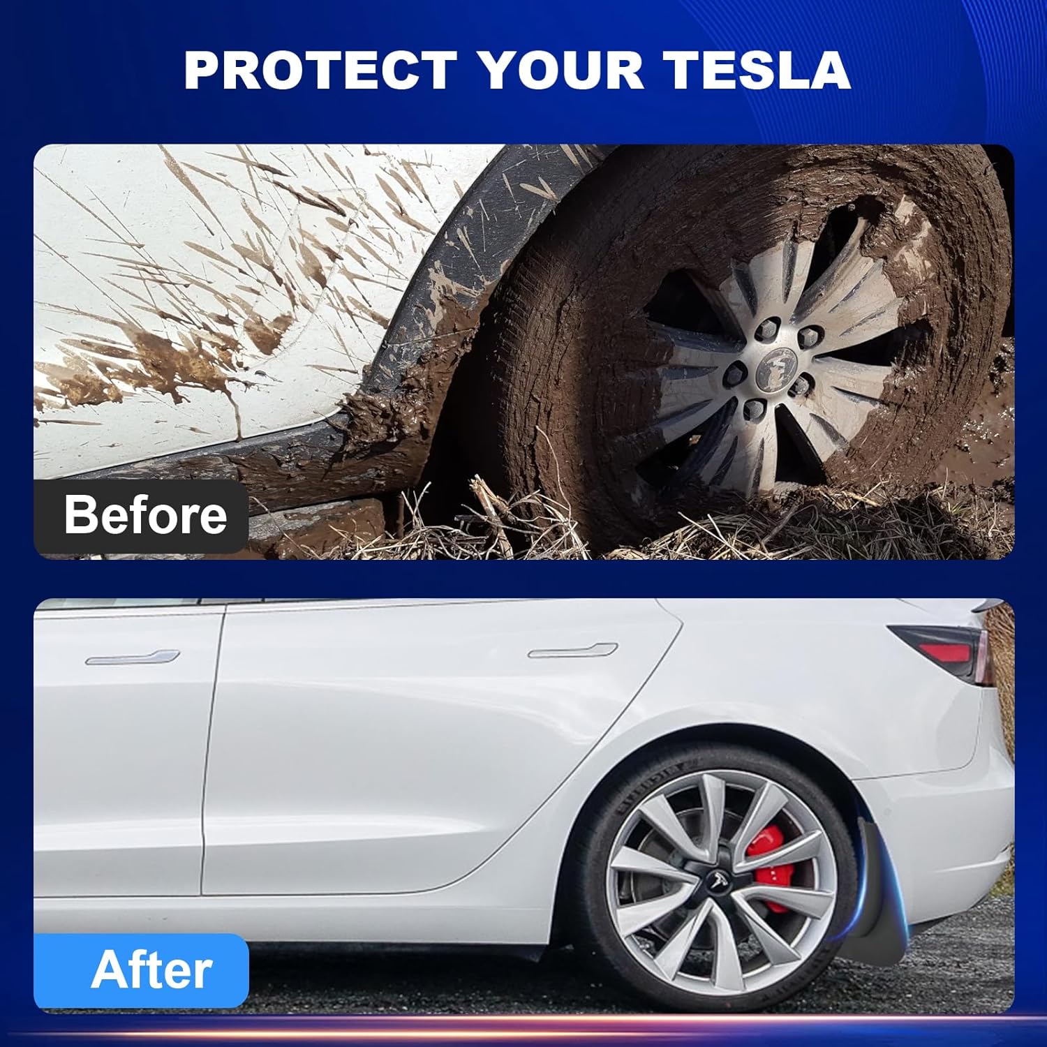 Tesla Model 3 – Juego de 4 protectores contra salpicaduras para Tesla Model 3, 2023, 2022, 2021, modelo 3, protección sin necesidad de taladrar,
