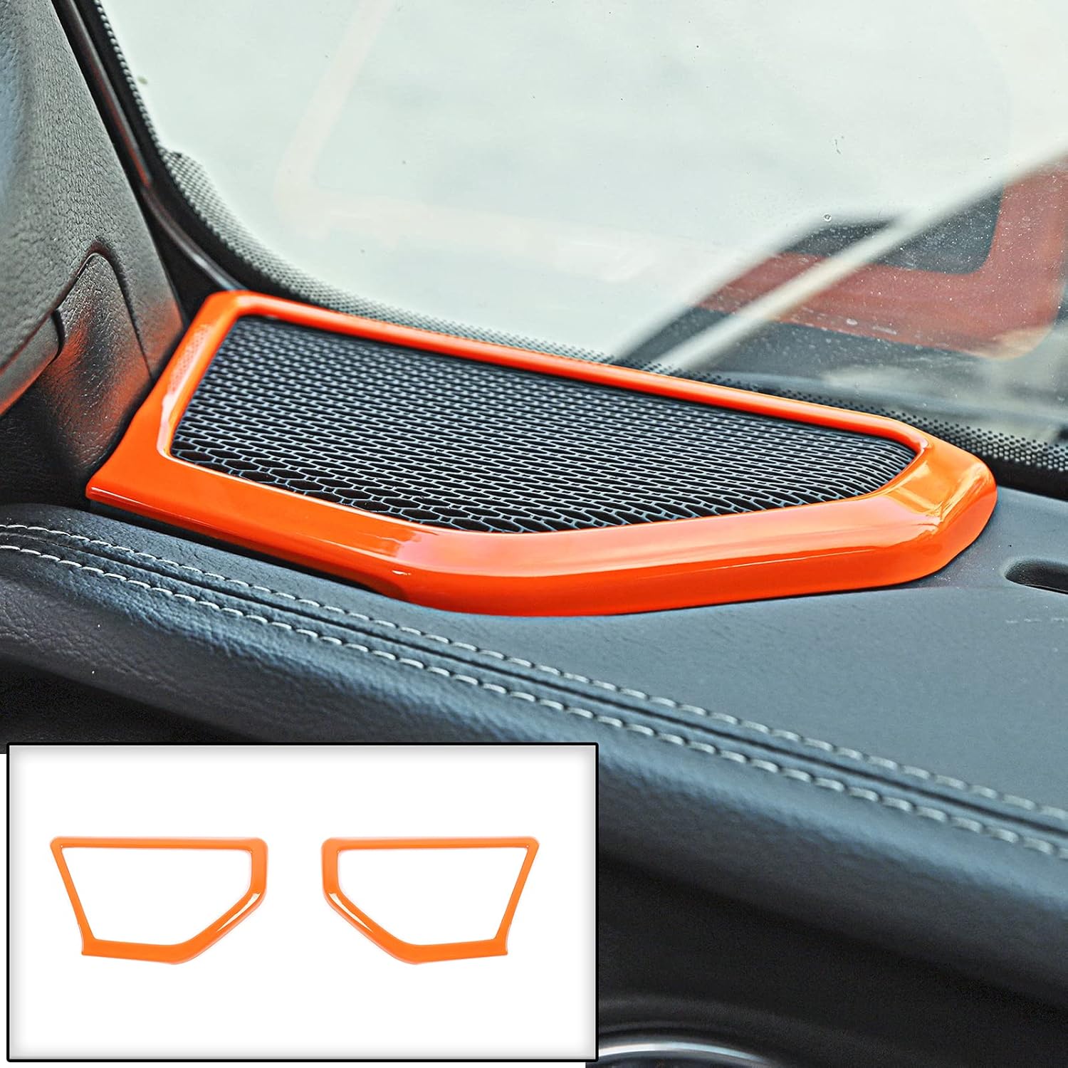 Cubierta decorativa para altavoz A Pilar, accesorios interiores para Jeep Wrangler JL JLU Gladiator JT 2018 2019 2020 2021 2022 2023 (naranja)