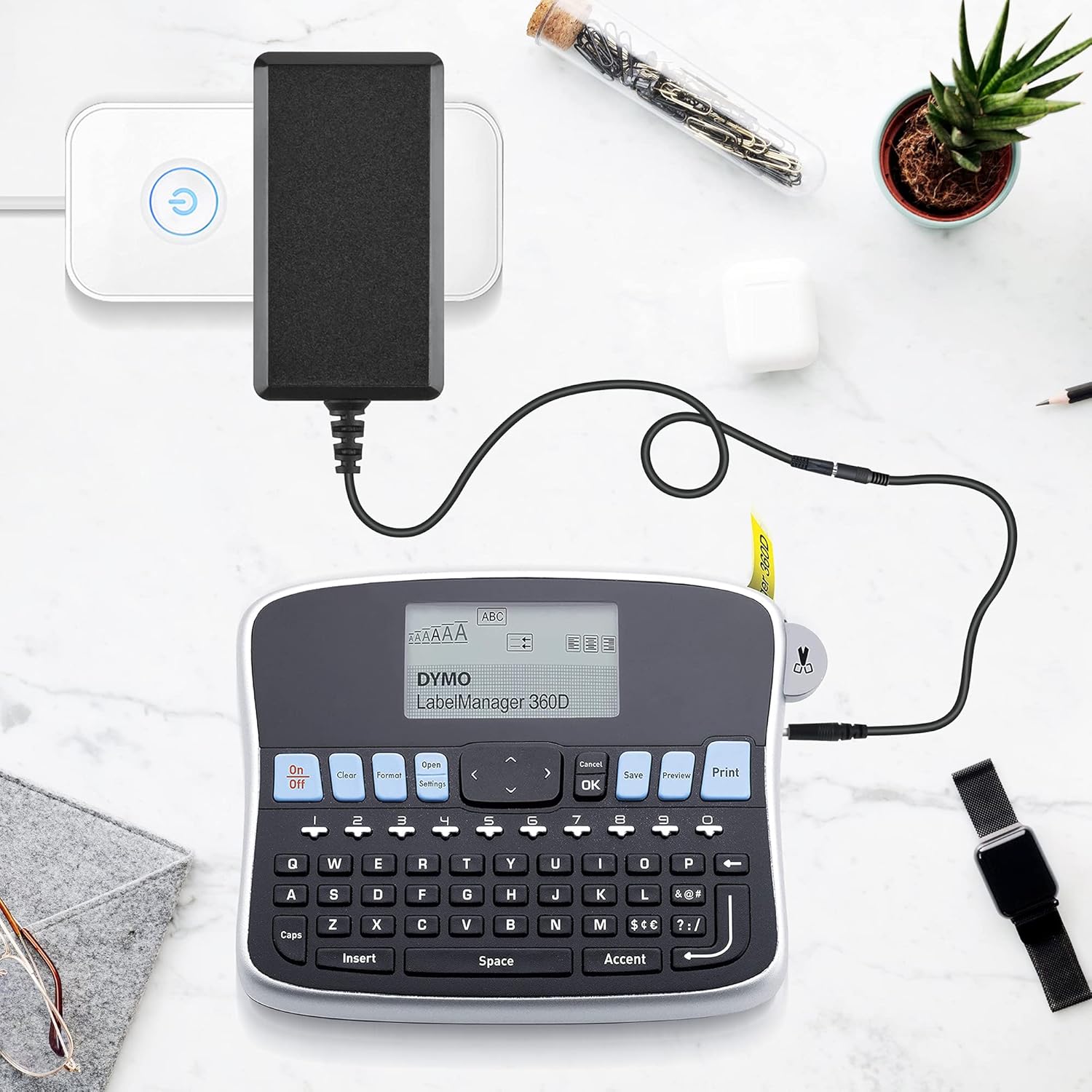 PKPOWER Adaptador de CA compatible con Dymo LabelManager 260P 360D 280 1815990, fuente de alimentación para Label Manager LM-280 1754490 420P