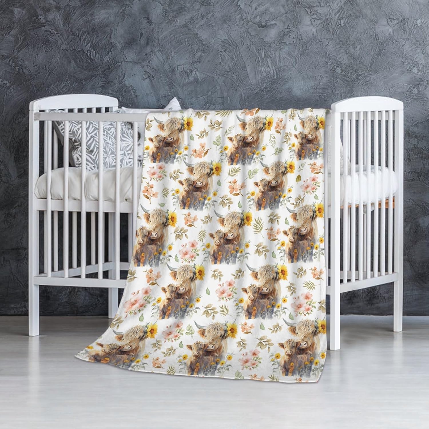 Highland Cow – Manta de franela ultra suave y acogedora, manta de forro polar ligera y mullida, manta de felpa cálida para sofá, cama, 40 x 50