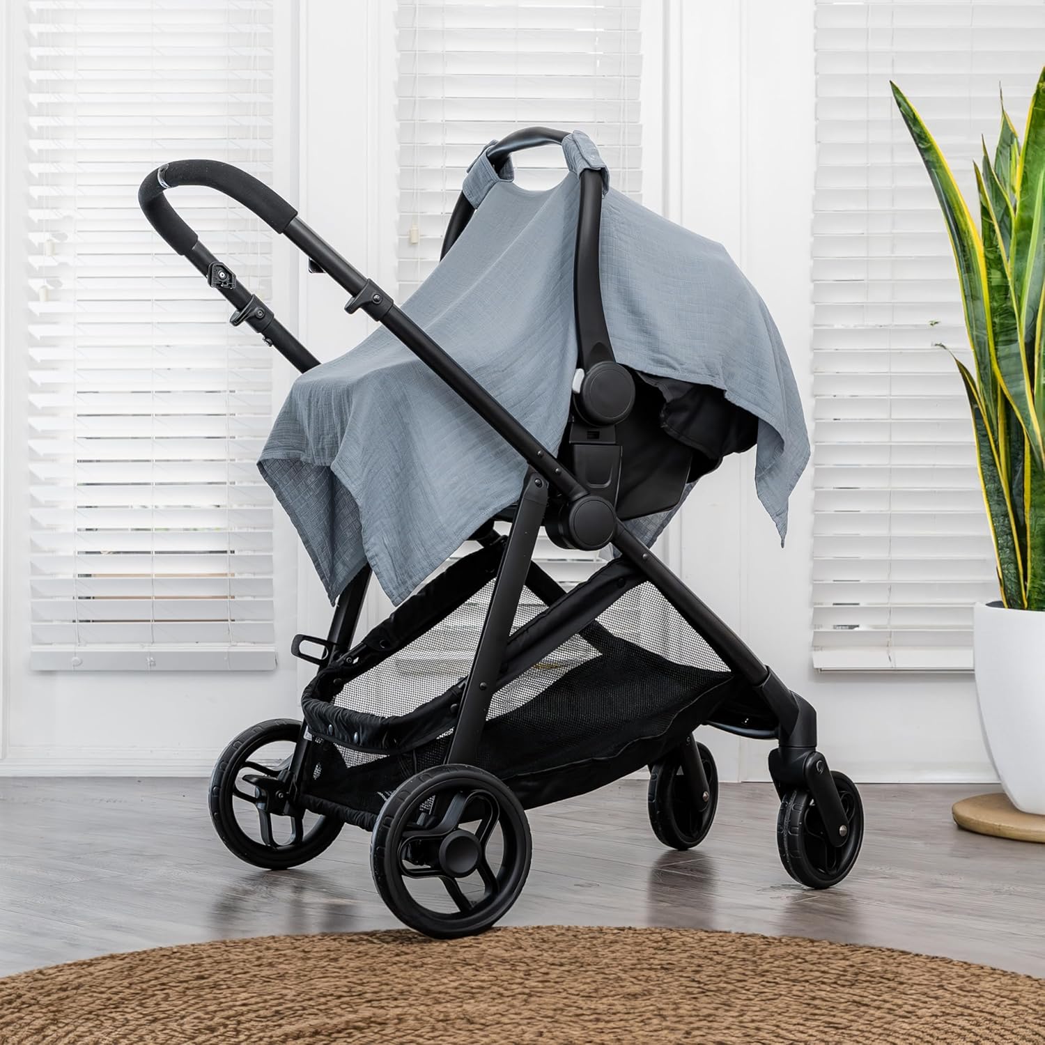 Comfy Cubs – Funda de muselina de algodón para asiento de automóvil, ajuste universal para bebés, niñas y niños (azul pacífico)