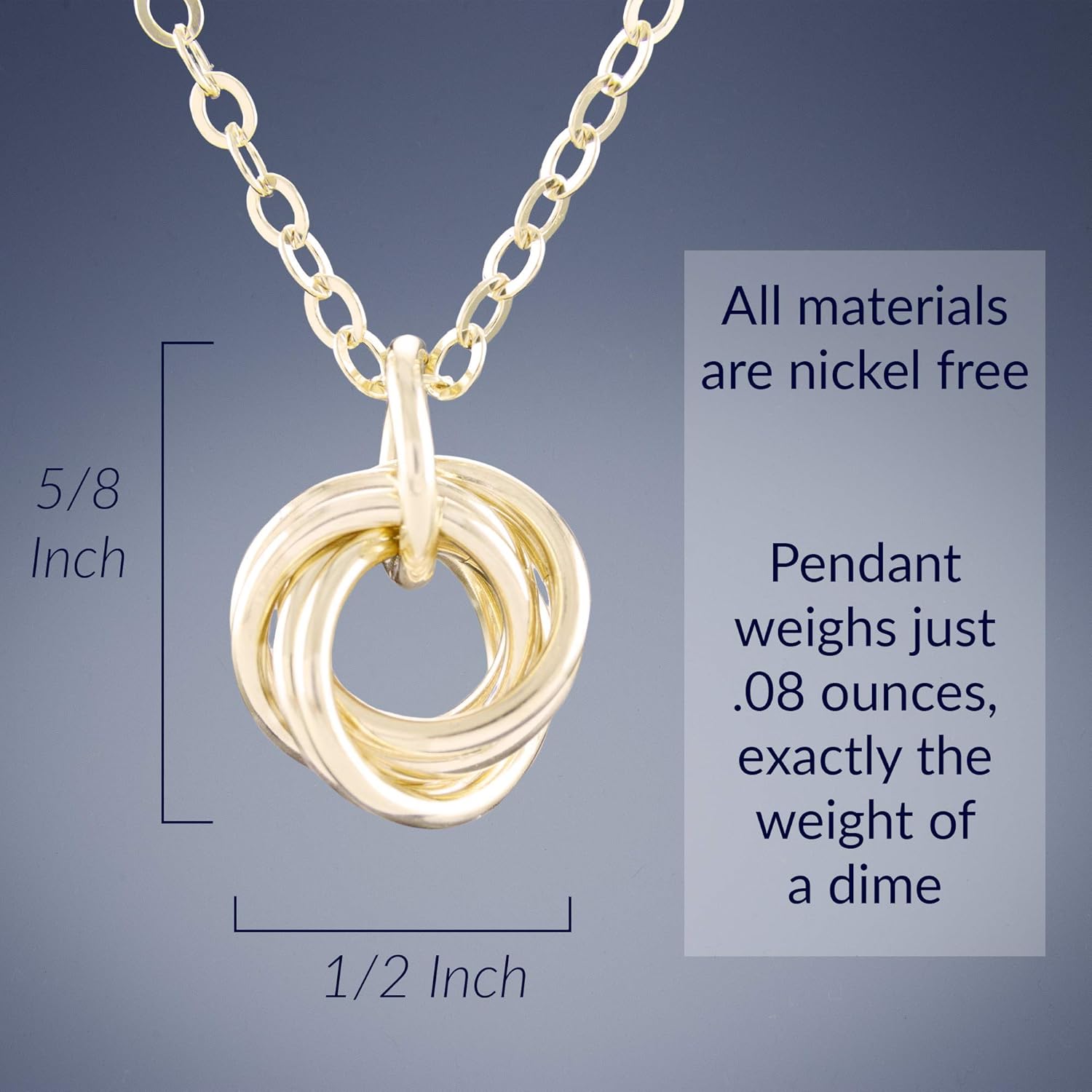 Dainty 14K Yellow Gold-Filled Simple Love Knot Circle Pendant Necklace Classy Jewelry Gift Idea for Women – 20″