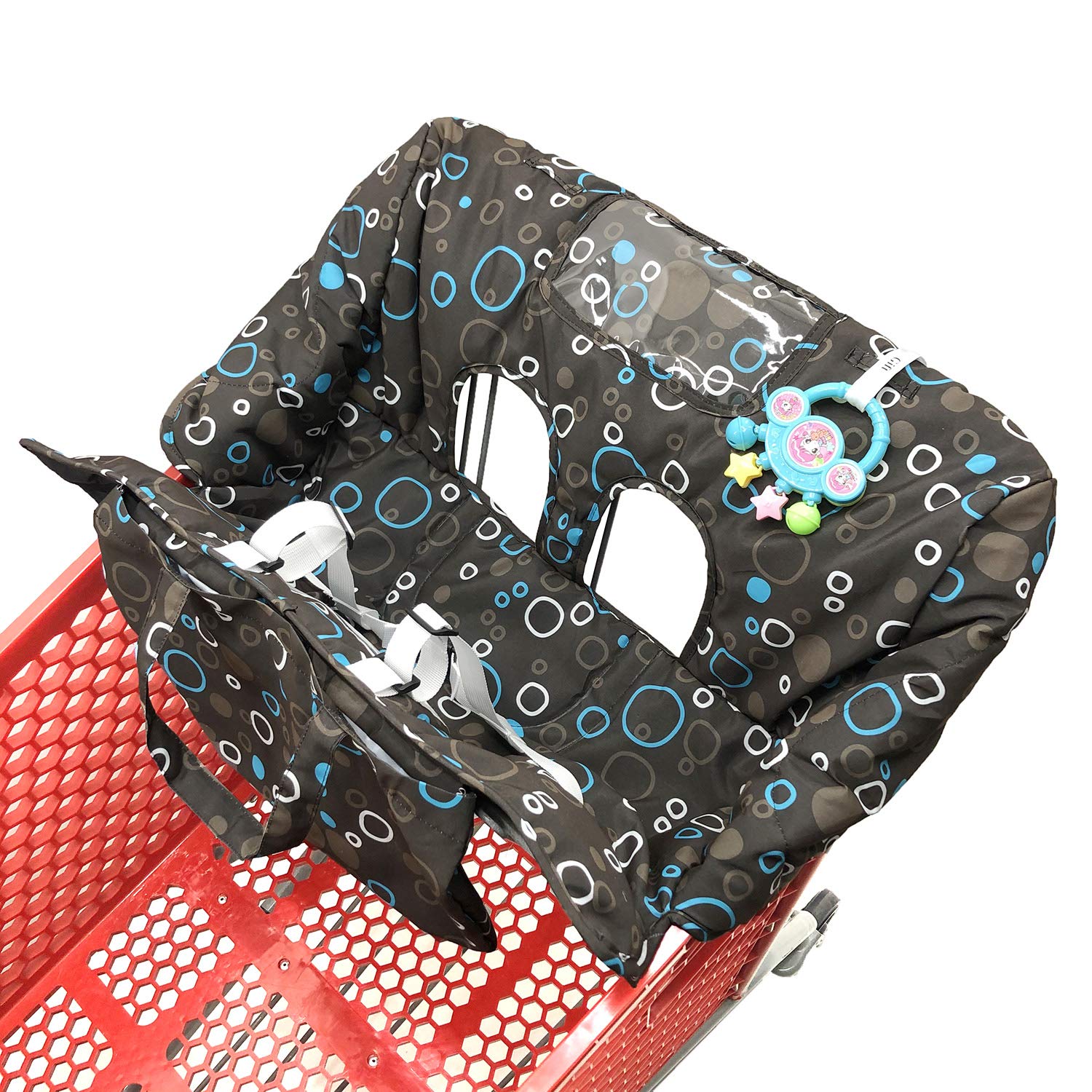 Funda de asiento portátil 2 en 1 para carrito de comestibles y funda para silla de bebé (círculo negro)