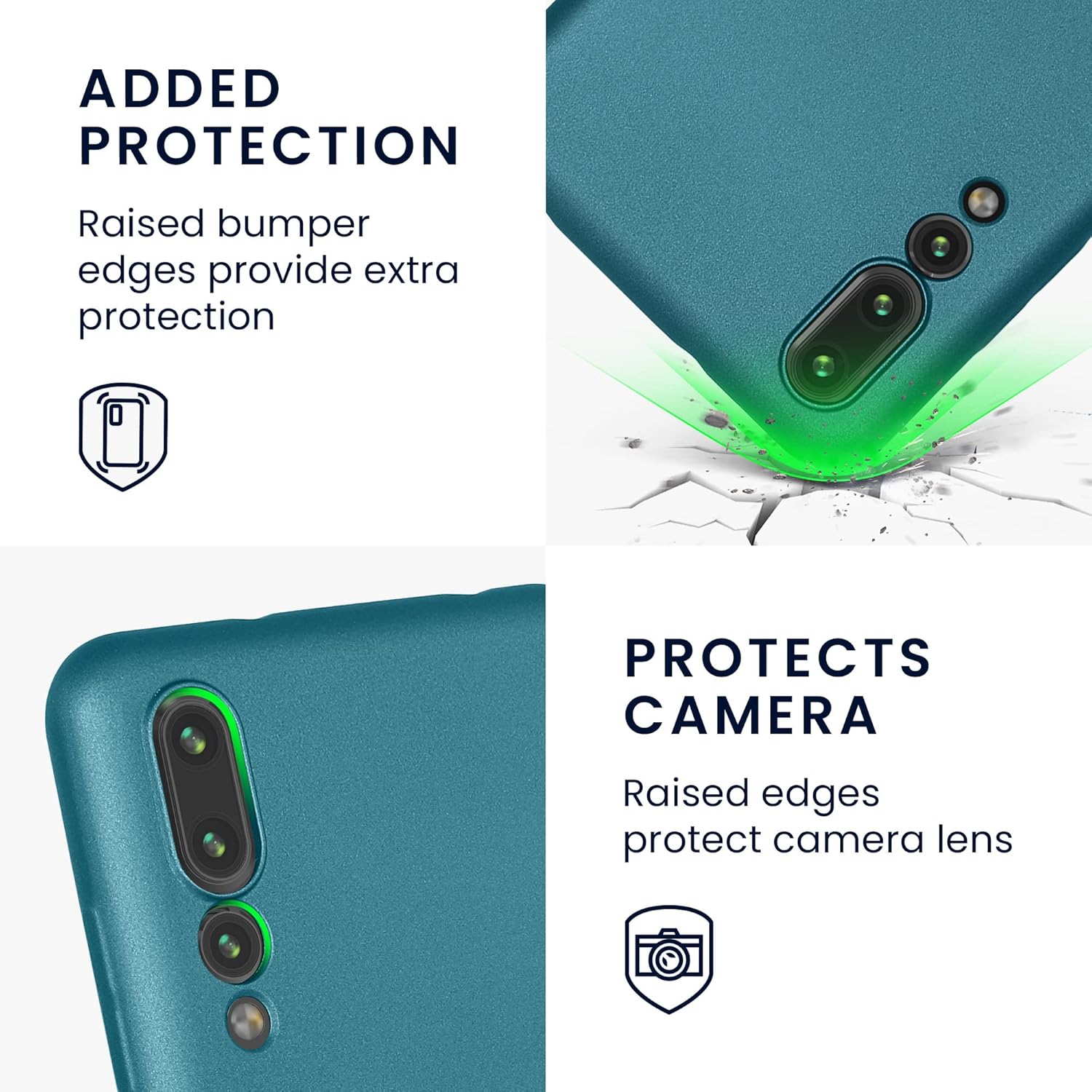 kwmobile Funda compatible con Huawei P20 Pro – Funda trasera de TPU suave – con aspecto metálico – azul caribe metálico