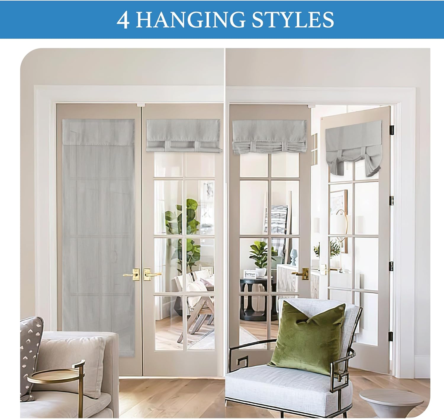 RYB HOME Cortinas de puerta para ventana de puerta, cortinas de puerta francesa para privacidad, fácil de instalar, cortina Tricia para puerta