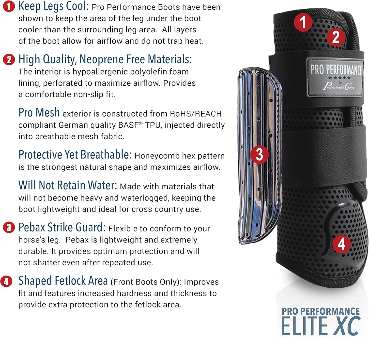 Professional’s Choice Pro Performance Elite XC Botas  Par Delantero  Mediano