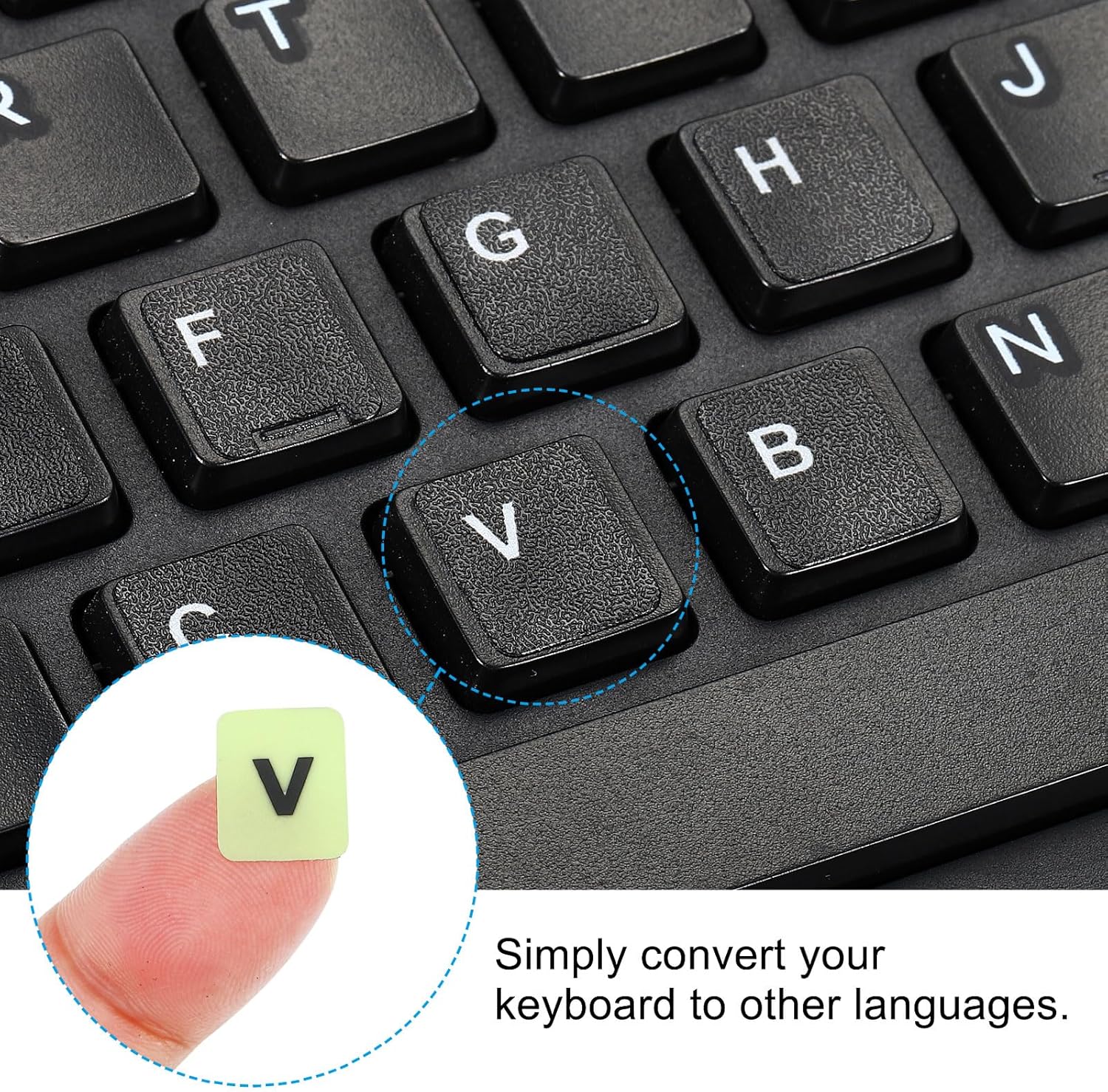 PATIKIL Calcomanías inglesas para teclado que brillan en la oscuridad, cubierta universal luminosa de repuesto para computadora de escritorio,