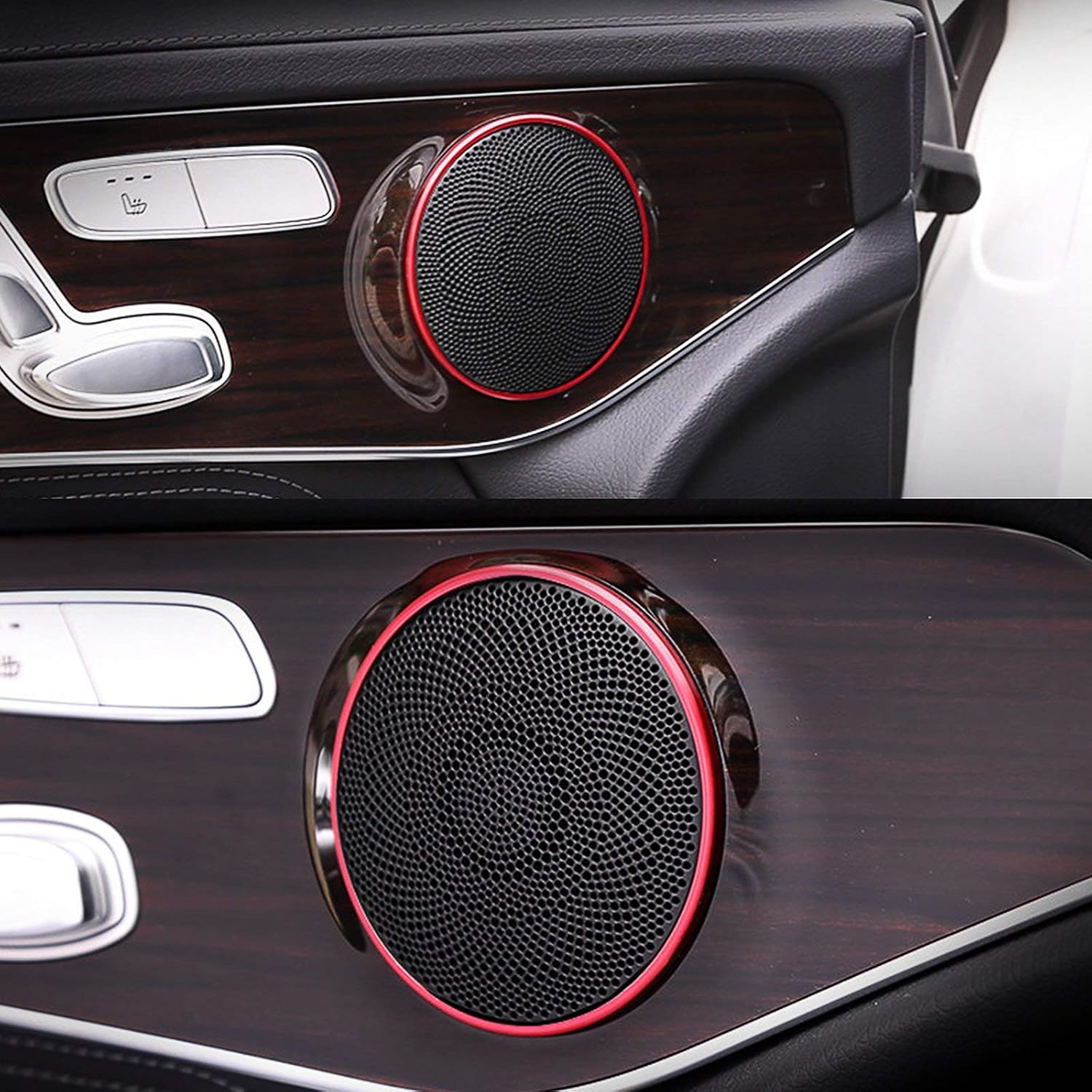 Xotic Tech – Juego de 4 piezas de cubierta de altavoz de audio estéreo para puerta interior compatible con Mercedes Benz C250 C300 C350 C400 C63
