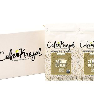 Cafe Kreyol Organic Zombie Desert 12 onzas Café de tostado medio azul haitiano Grano entero Baja acidez, cuerpo cremoso y avellanas con un Cafe Kreyol Organic Zombie Desert 12 onzas Café de tostado medio azul haitiano Grano entero Baja acidez, cuerpo cremoso y avellanas con un