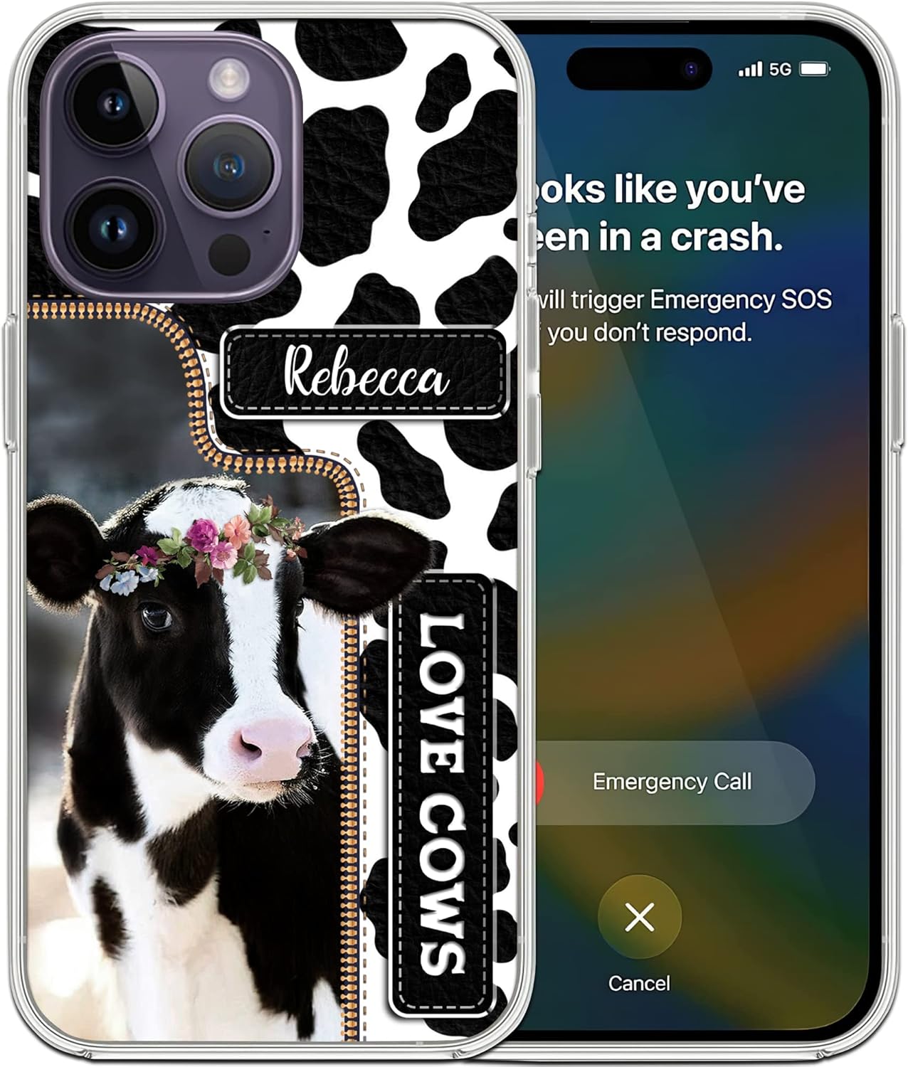CASEZILY Funda personalizada para teléfono con estampado de vacas y animales para mujeres y niñas, compatible con iPhone 15, 14, 13, 12, 11, X, Xs,