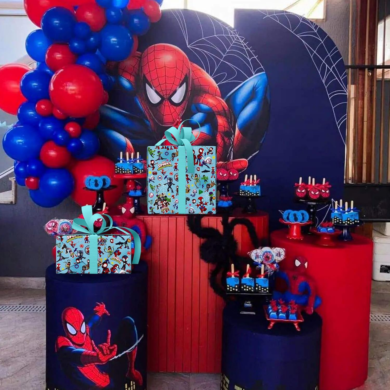 5 piezas de papel de regalo Spidey y sus increíbles amigos, papel de arte a granel plegado plano para baby shower, Spidey y sus increíbles amigos,