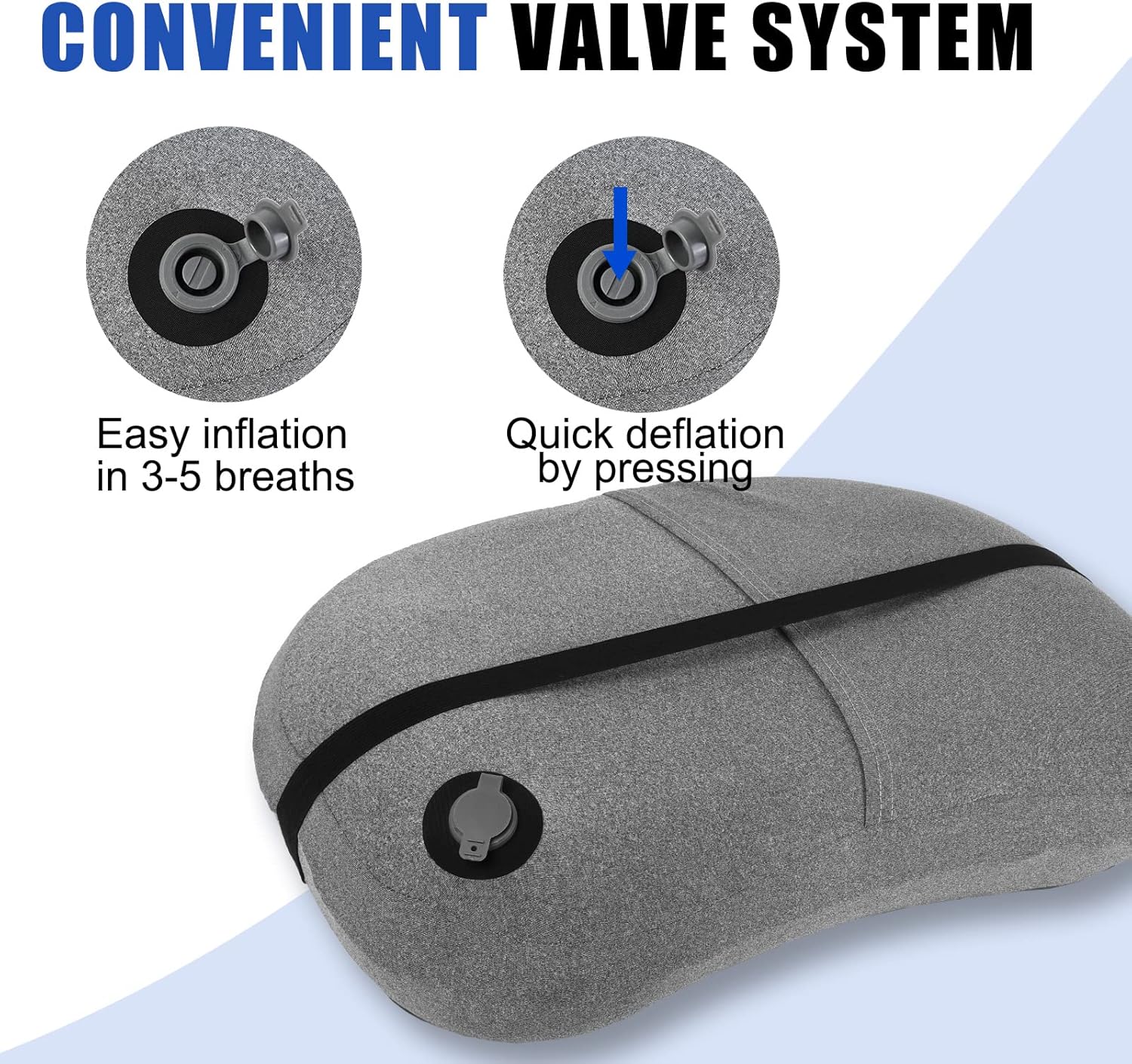 Almohada inflable ultraligera y portátil para campamento, almohada de viaje con funda extraíble y lavable, almohada ergonómica para el cuello y