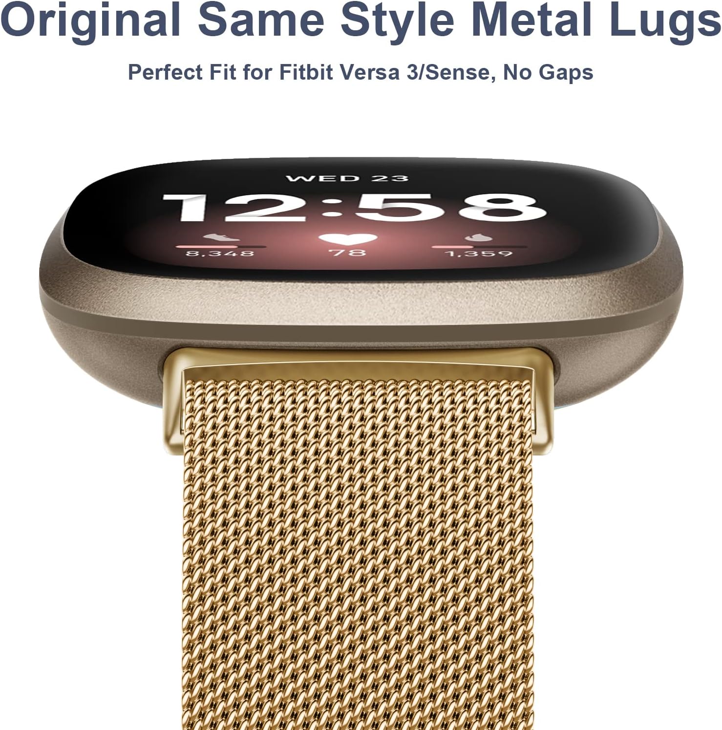 Bandas de metal compatibles con Fitbit Versa 3Versa 4Fitbit SenseSense 2 para mujeres y hombres, correa de malla de acero inoxidable transpirable