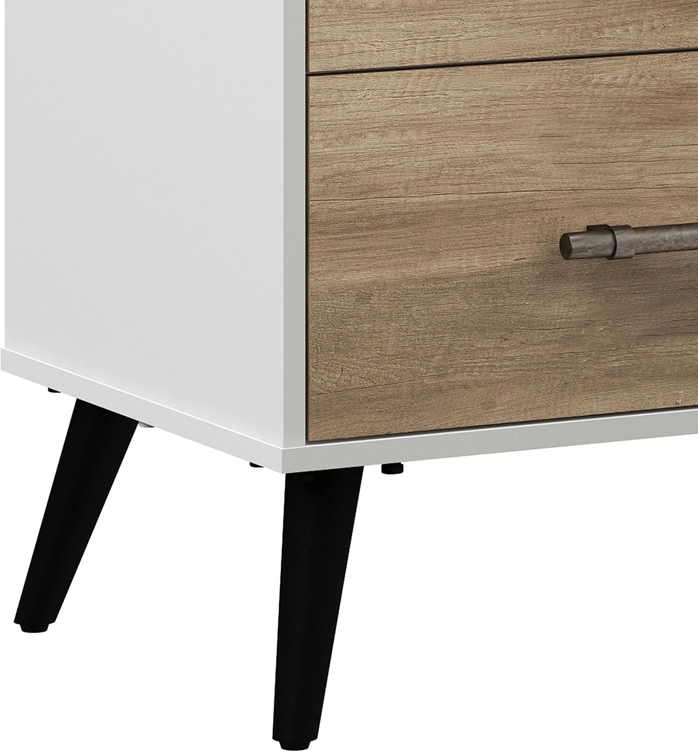 Hillsdale Fargo Modern Mesita de noche de madera, color blancomarrón madera flotante