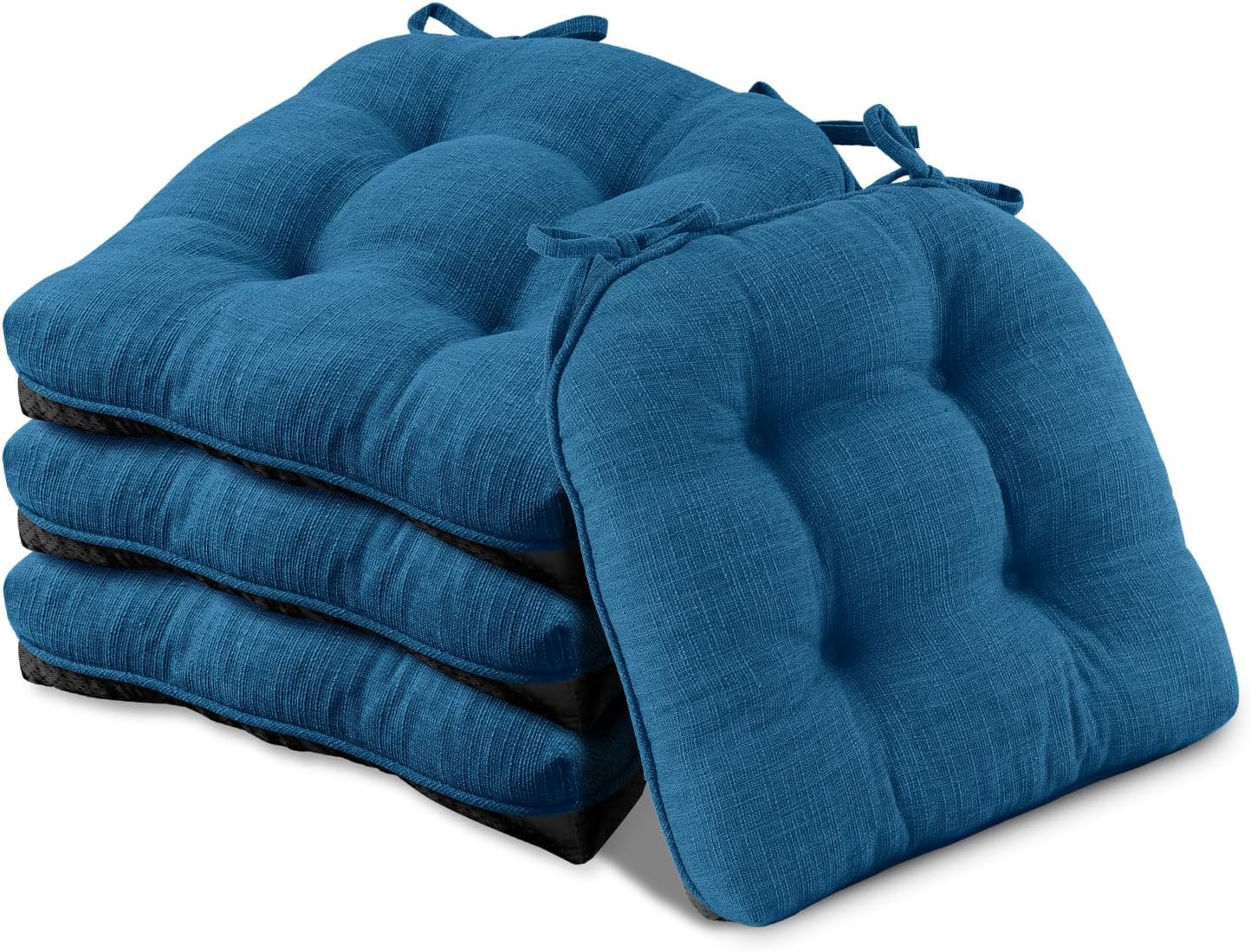Basic Beyond Cojines para sillas de comedor, 4 unidades, cojines de espuma viscoelástica con lazos y respaldo antideslizante, 15.5 x 15.5 pulgadas,