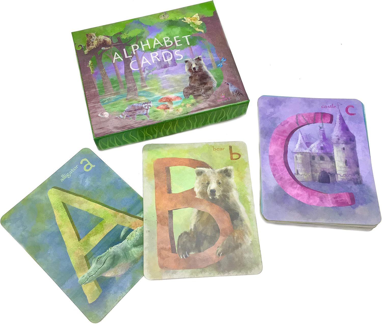 Tarjetas de memoria ABC, 26 tarjetas gruesas del alfabeto de 4 x 5 pulgadas, juegos de aprendizaje para niños preescolares, fabricadas en Estados