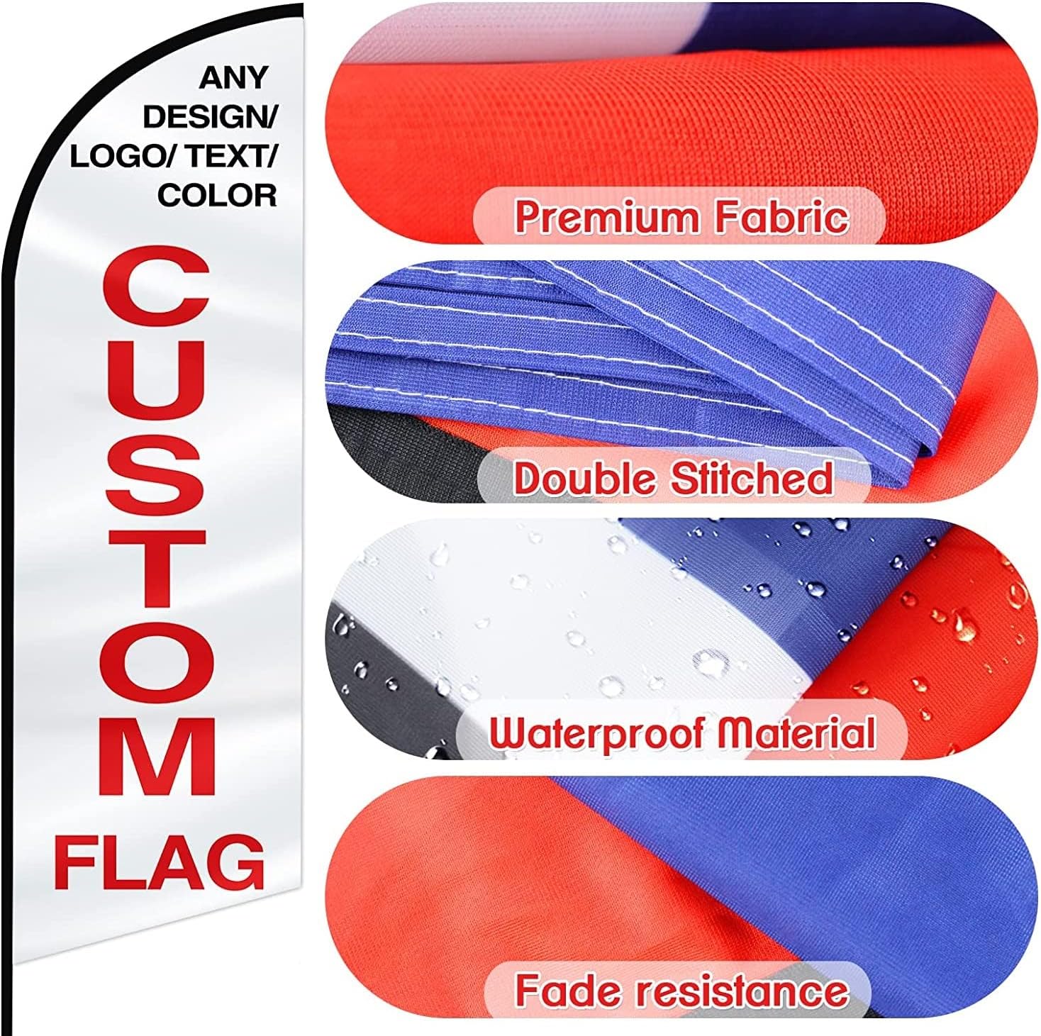 Bandera de plumas publicitaria personalizada, bandera de Swooper personalizada (19.7 x 78.7 in1.6 x 6.6 pies, bandera de plumas)