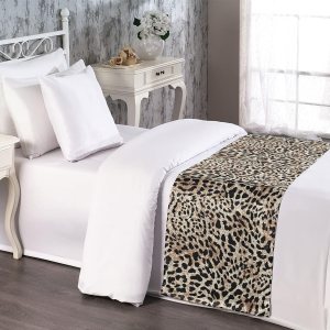 Ambesonne Camino de cama con estampado de leopardo, diseño clásico inspirado en la piel de gato salvaje, diseño de selva, bufanda decorativa para Ambesonne Camino de cama con estampado de leopardo, diseño clásico inspirado en la piel de gato salvaje, diseño de selva, bufanda decorativa para
