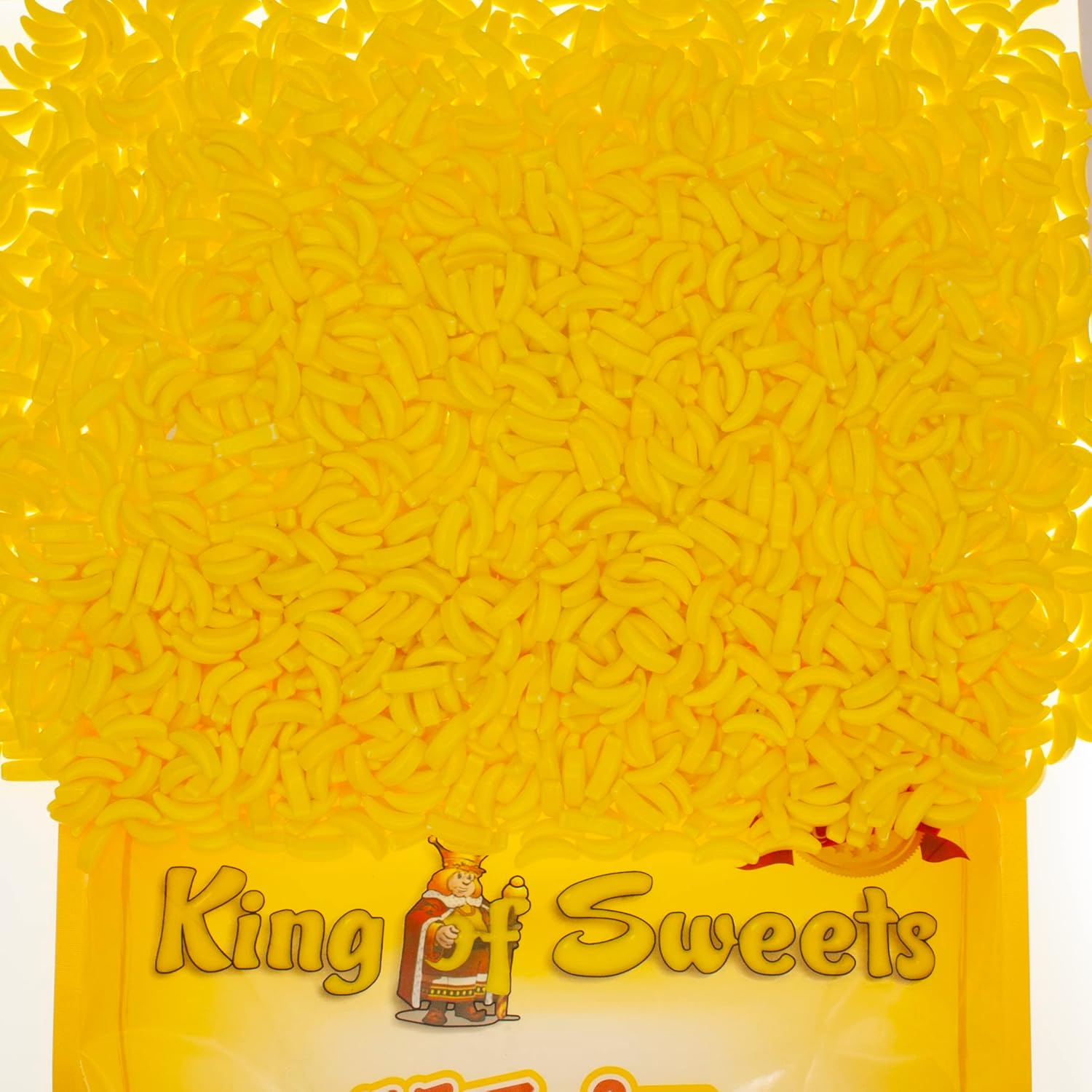 Bananarama – Caramelo en forma de plátano  Paquete de dulces a granel XL de 5 libras  Caramelo amarillo  Bolsa de dulces gigante King of Sweets