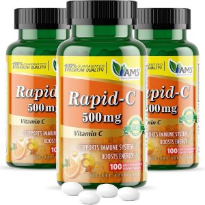 America Medic & Science Rapid-C – Suplemento de vitamina C de 500 mg (paquete de 3 100 tabletas), refuerzo de energÃa, apoyo diario del sistema America Medic & Science Rapid-C – Suplemento de vitamina C de 500 mg (paquete de 3 100 tabletas), refuerzo de energÃa, apoyo diario del sistema