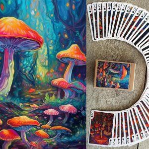 Funky Mushrooms Playing Cards (Poker Deck 54 Cartas Todas Diferentes) Vidrio Psicodélico Manchado Arte Bioluminiscente Cool Setas Vintage Ilustración Funky Mushrooms Playing Cards (Poker Deck 54 Cartas Todas Diferentes) Vidrio Psicodélico Manchado Arte Bioluminiscente Cool Setas Vintage Ilustración