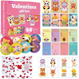 96 juguetes de San Valentín para clase, tarjetas de intercambio del día de San Valentín para niños, tapas giratorias de madera, calcomanías de 96 juguetes de San Valentín para clase, tarjetas de intercambio del día de San Valentín para niños, tapas giratorias de madera, calcomanías de