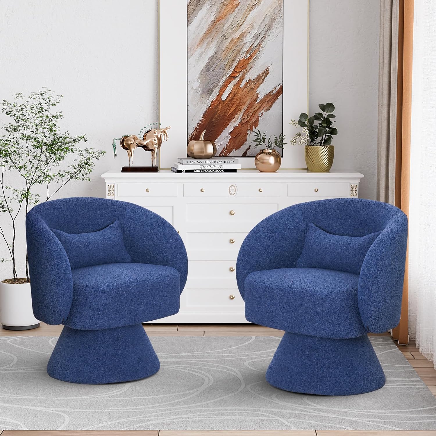 Silla giratoria decorativa, sillas giratorias de barril de 360 grados, sillones modernos tapizados, sillas giratorias para sala de estar,